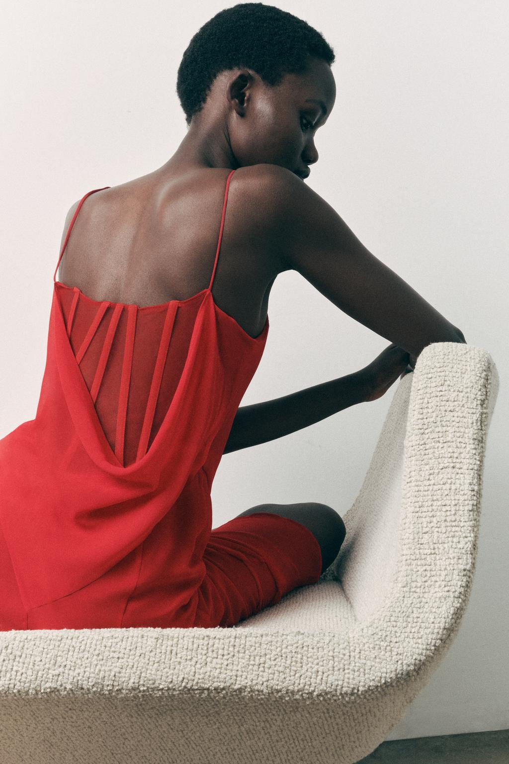 ASYMMETRIC BUSTIER MIDI DRESS - Zara фото 2