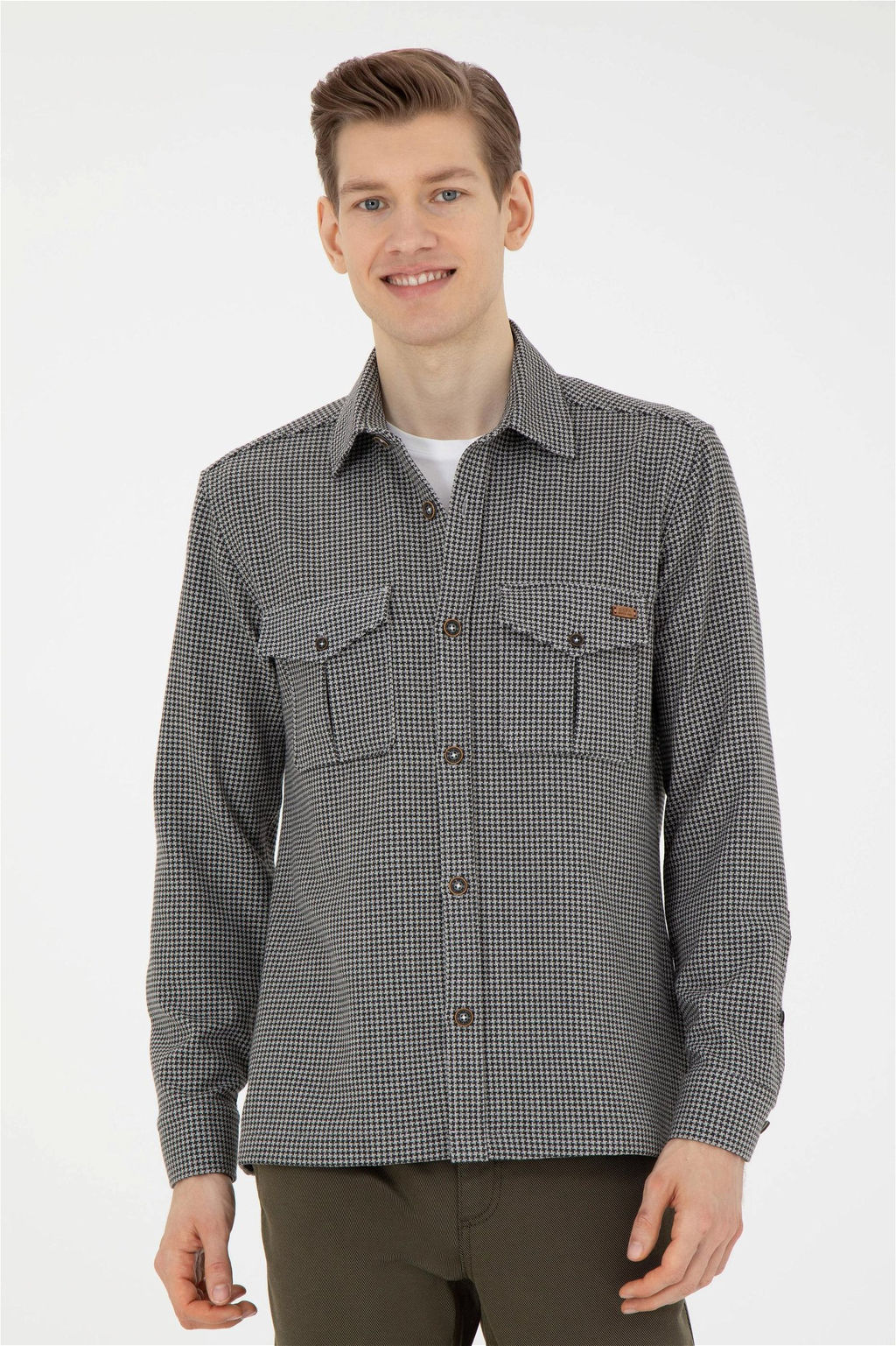 Мужская рубашка антрацитового цвета с длинным рукавом - U.s. polo assn фото 3