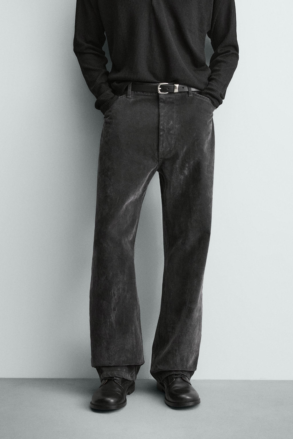 PANTAL?N RELAXED FIT FLOCADO / Gris - Zara фото 11