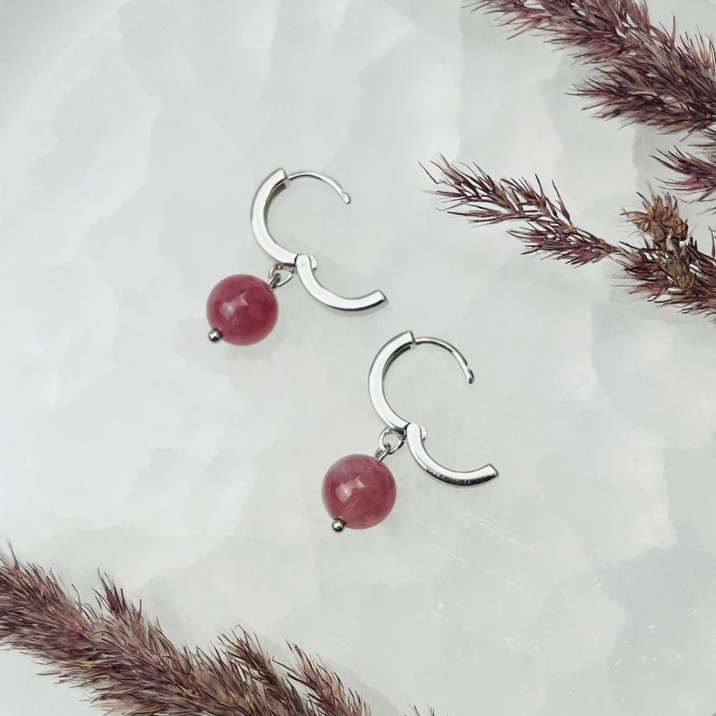 Серьги из мадагаскарского Розового кварца с астеризмом - Радуга самоцветов фото 3