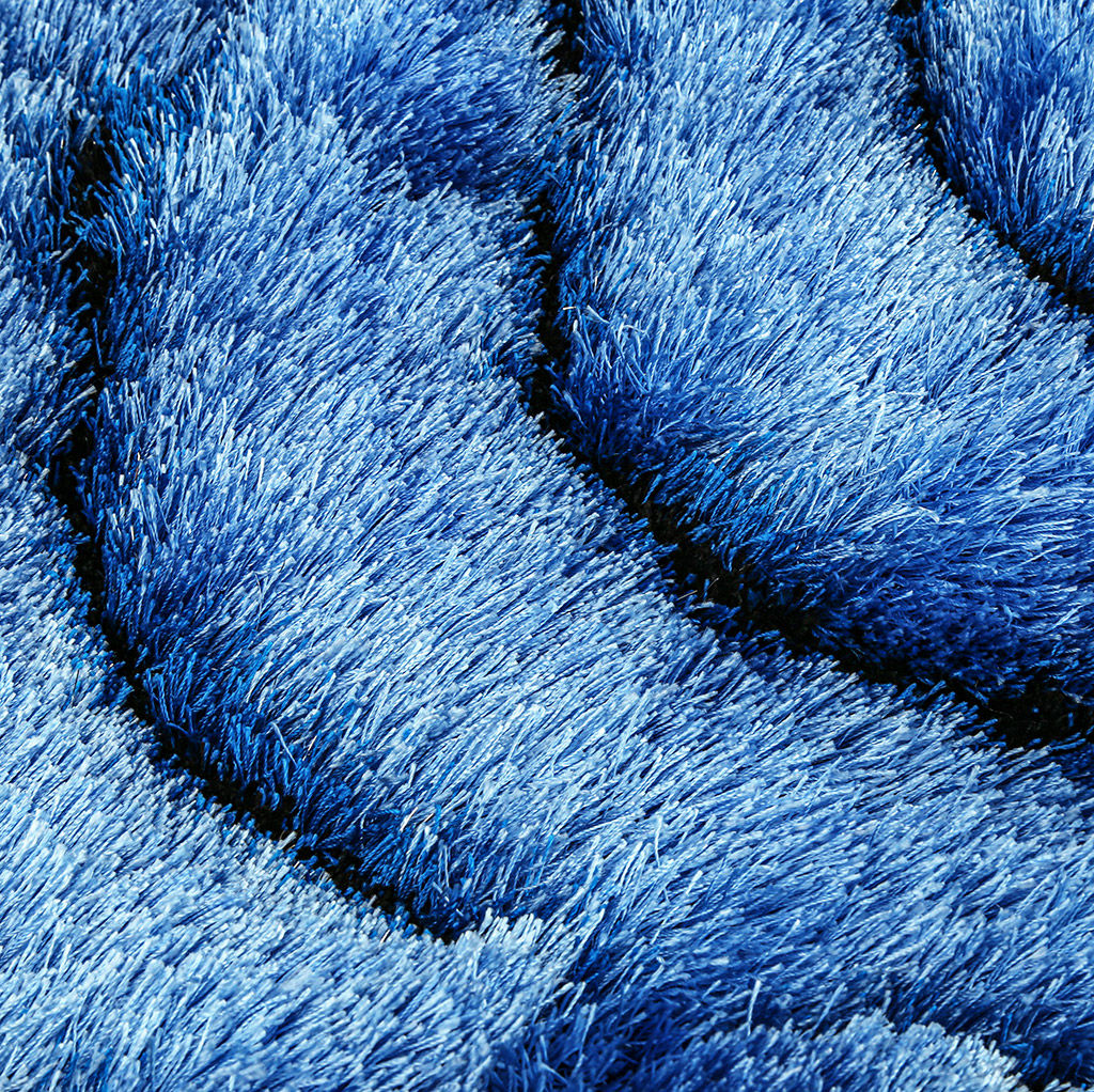 Коврик "Розочка" 70х70см длинный, объемный ворс 3см, 100% полиэстер, плотная тканная основа, цвет - синий (Китай)