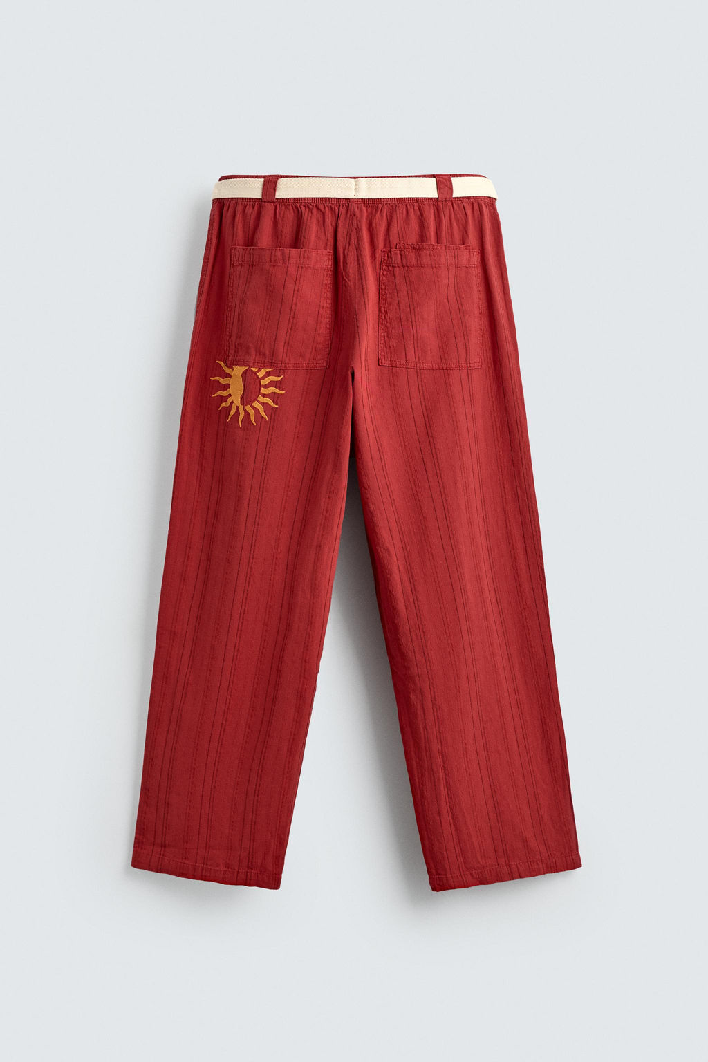 PANTAL?N RELAXED FIT ESTRUCTURA RAYAS / Rojo