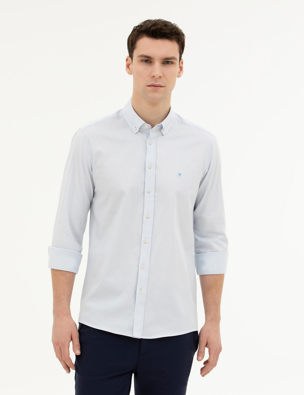 Рубашка Pierre Cardin Slim Fit светло-голубая