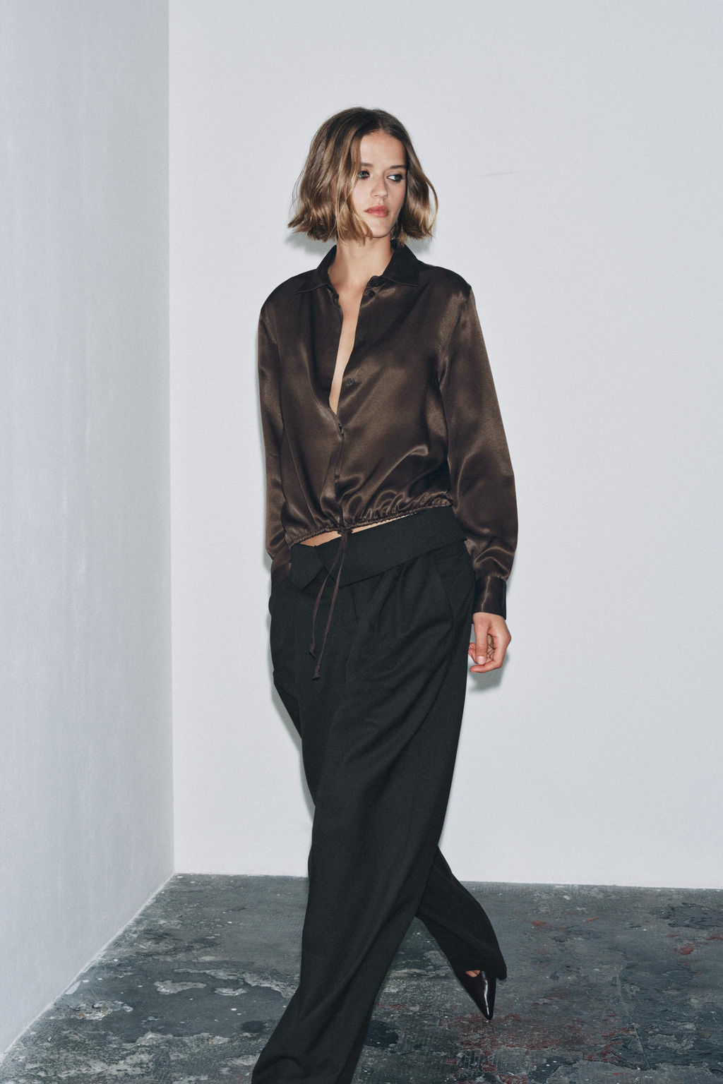 ZW COLLECTION SATIN BLOUSE WITH TIES - Zara фото 2