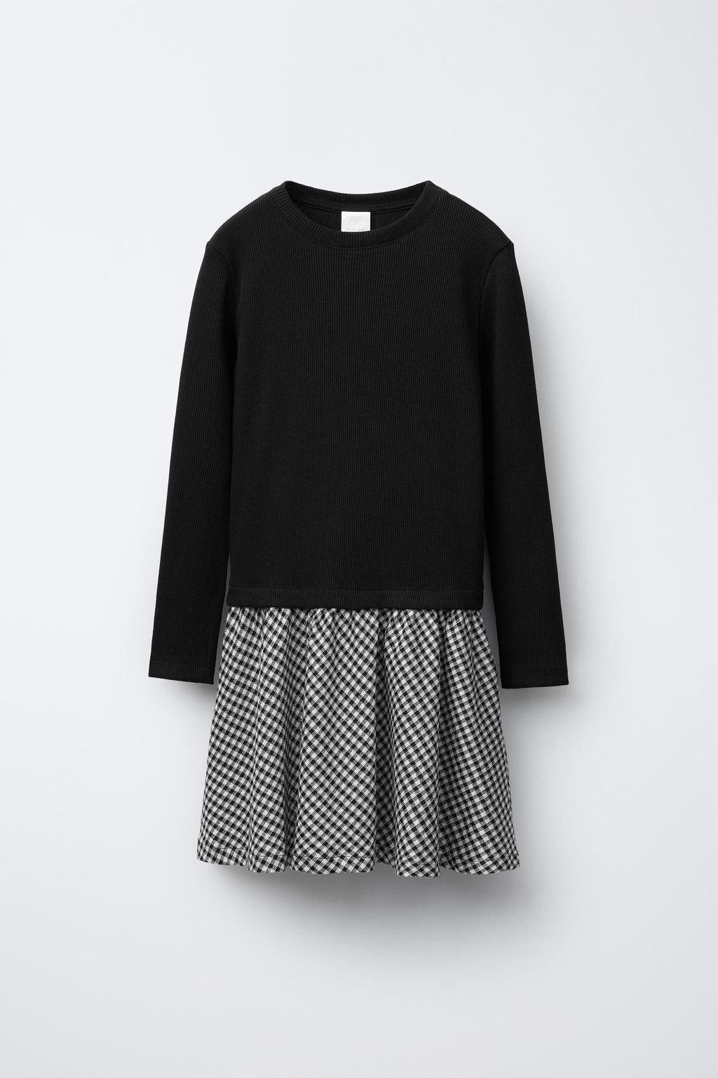 RIBBED COMBINATION DRESS WITH CHECK SKIRT - Zara фото 5