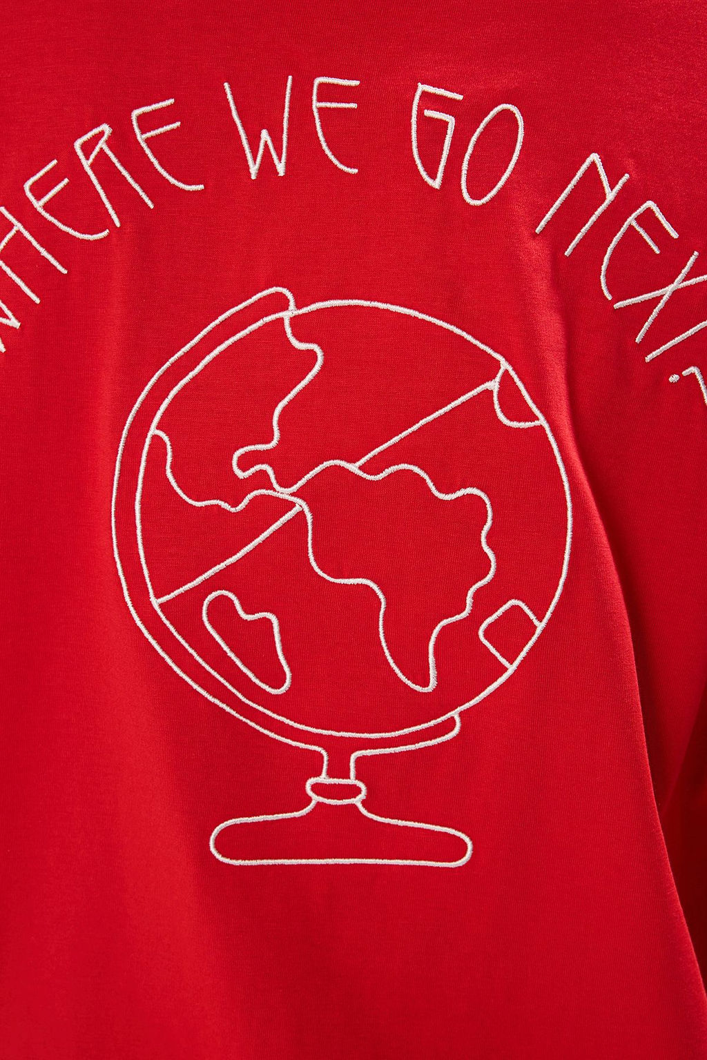 TRENDYOLMILLA K?rm?z? %100 Pamuk S?rt Nak?sl? Relaxed/Genis Rahat Kesim Bisiklet Yaka Orme T-Shirt TWOSS20TS0121  фото 3