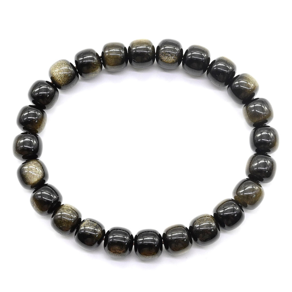 Обсидиан иризирующий браслет рондель 8*7мм
