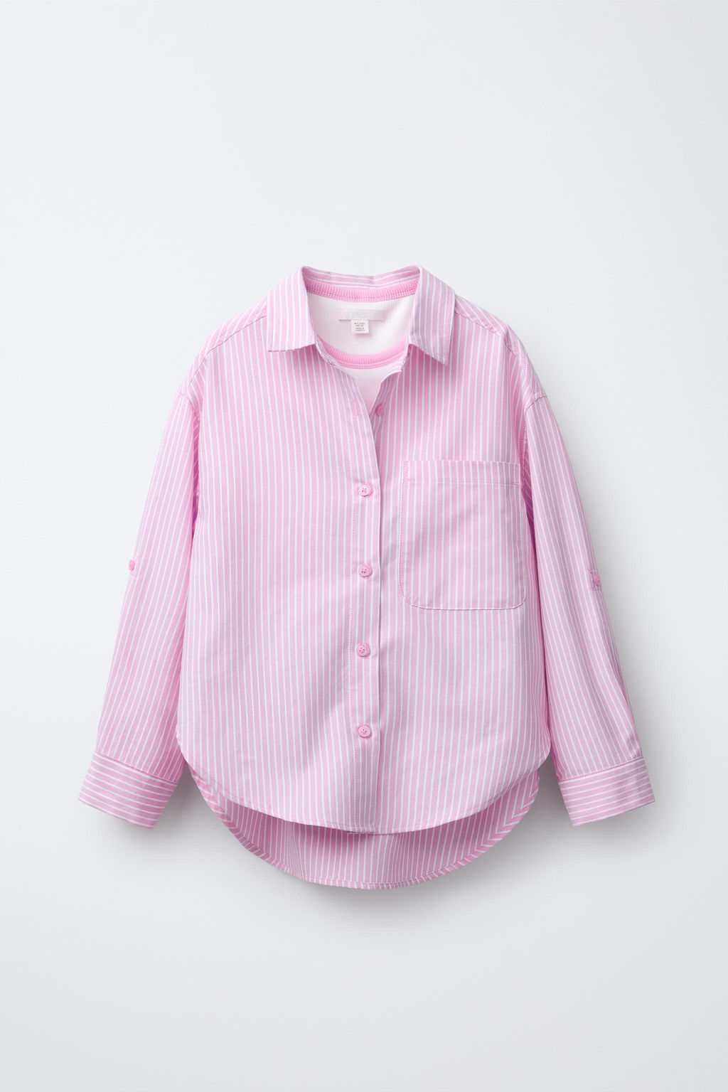 PACK CAMISA RAYAS CON CAMISETA RIB CUELLO CONTRASTE / Rosa - Zara фото 2