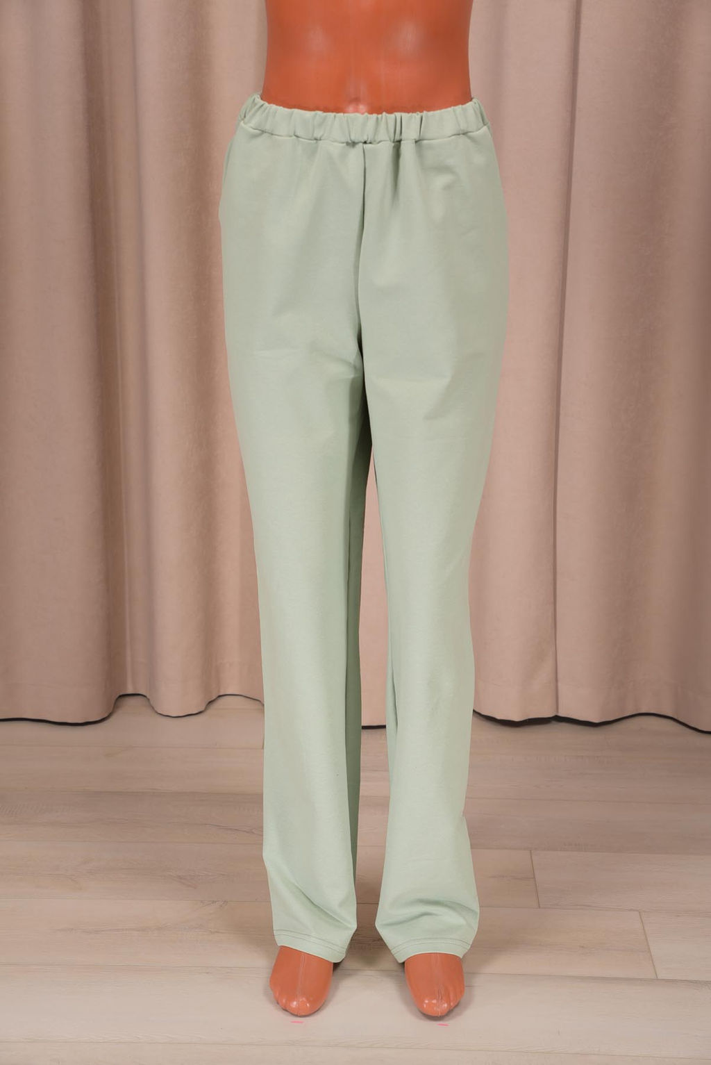 Брюки с карманами, футер с лайкрой 2-х нитка (00965, светлая олива)