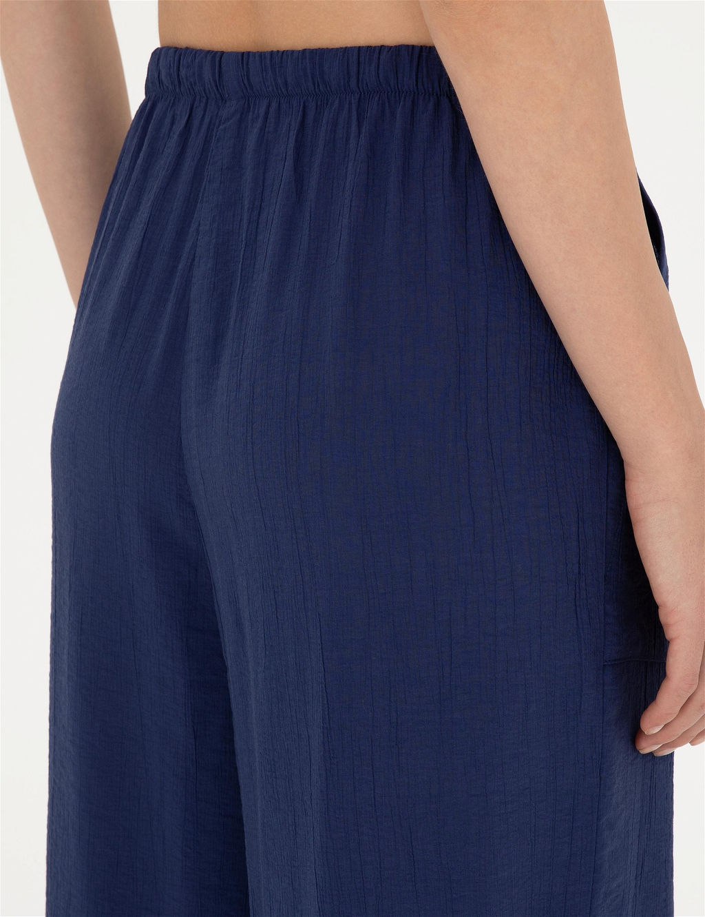Lacivert Loose Fit Kanvas Pantolon
