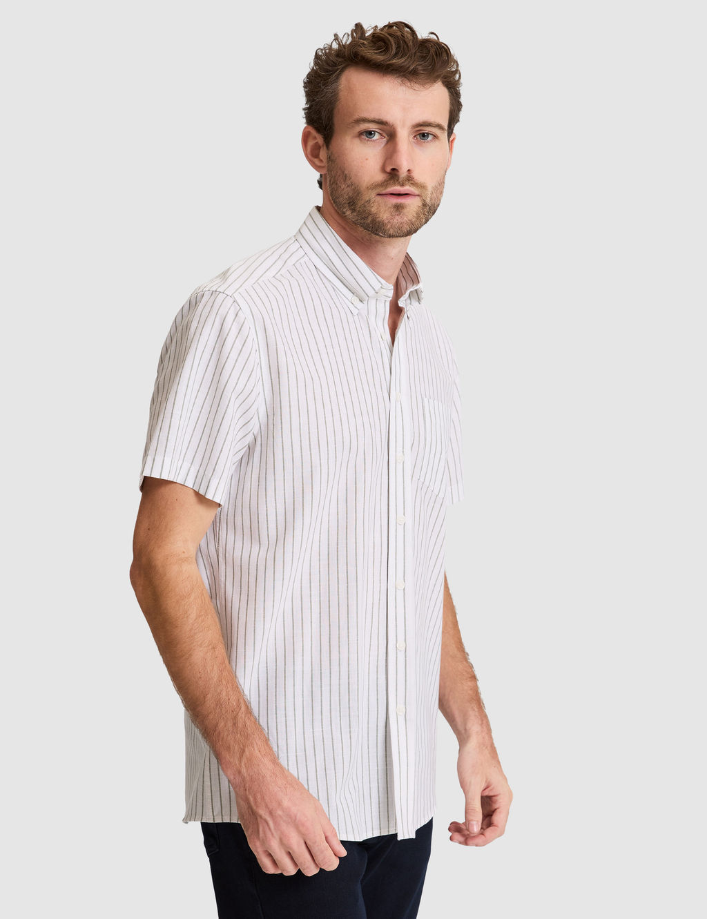 Haki Regular Fit _izgili K_sa Kollu G_mlek