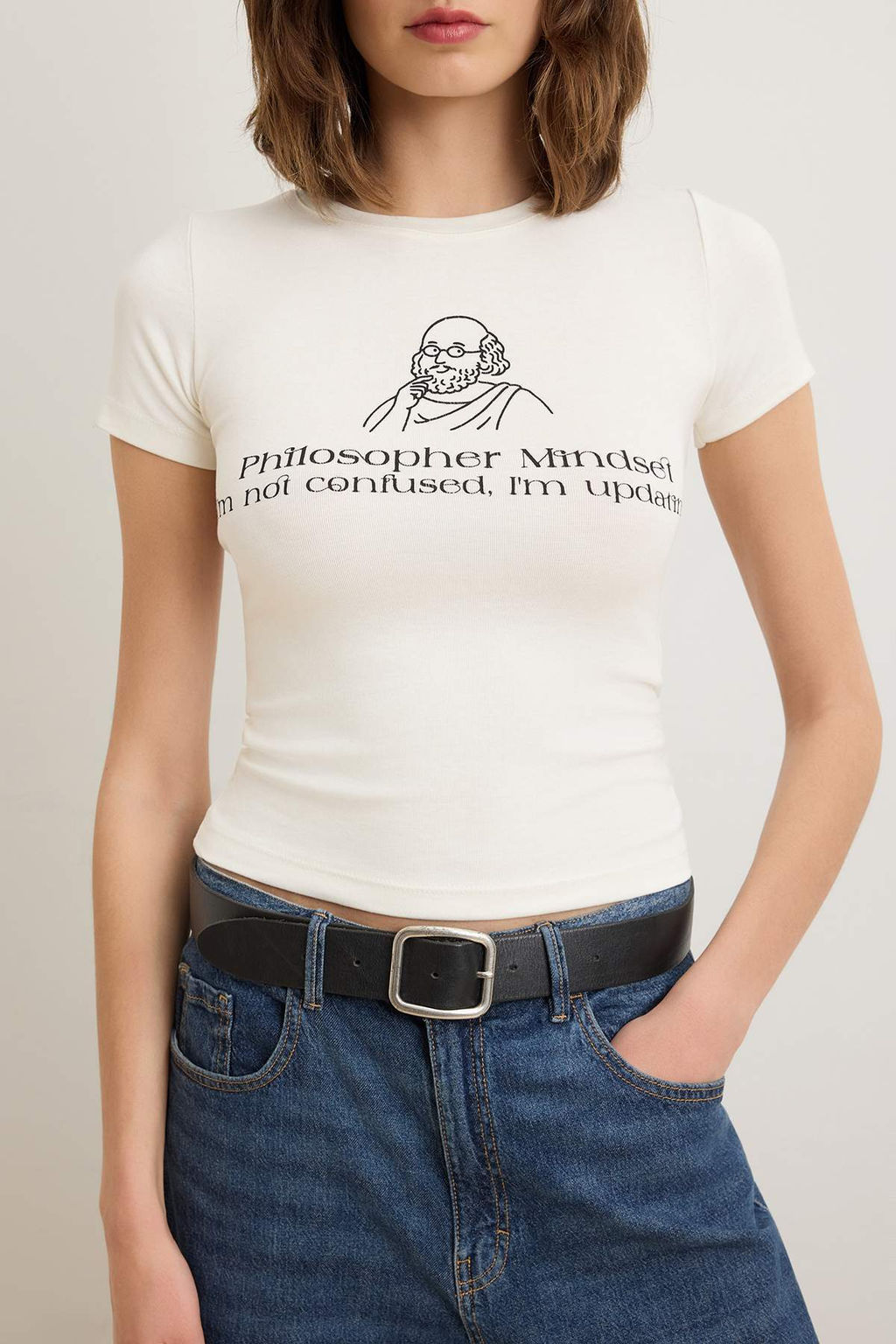 Ekru Slogan Fitted/Vucuda Oturan Pamuk Ribana Orme T-Shirt TWOSS26TS00071 - Trendyolmilla фото 17
