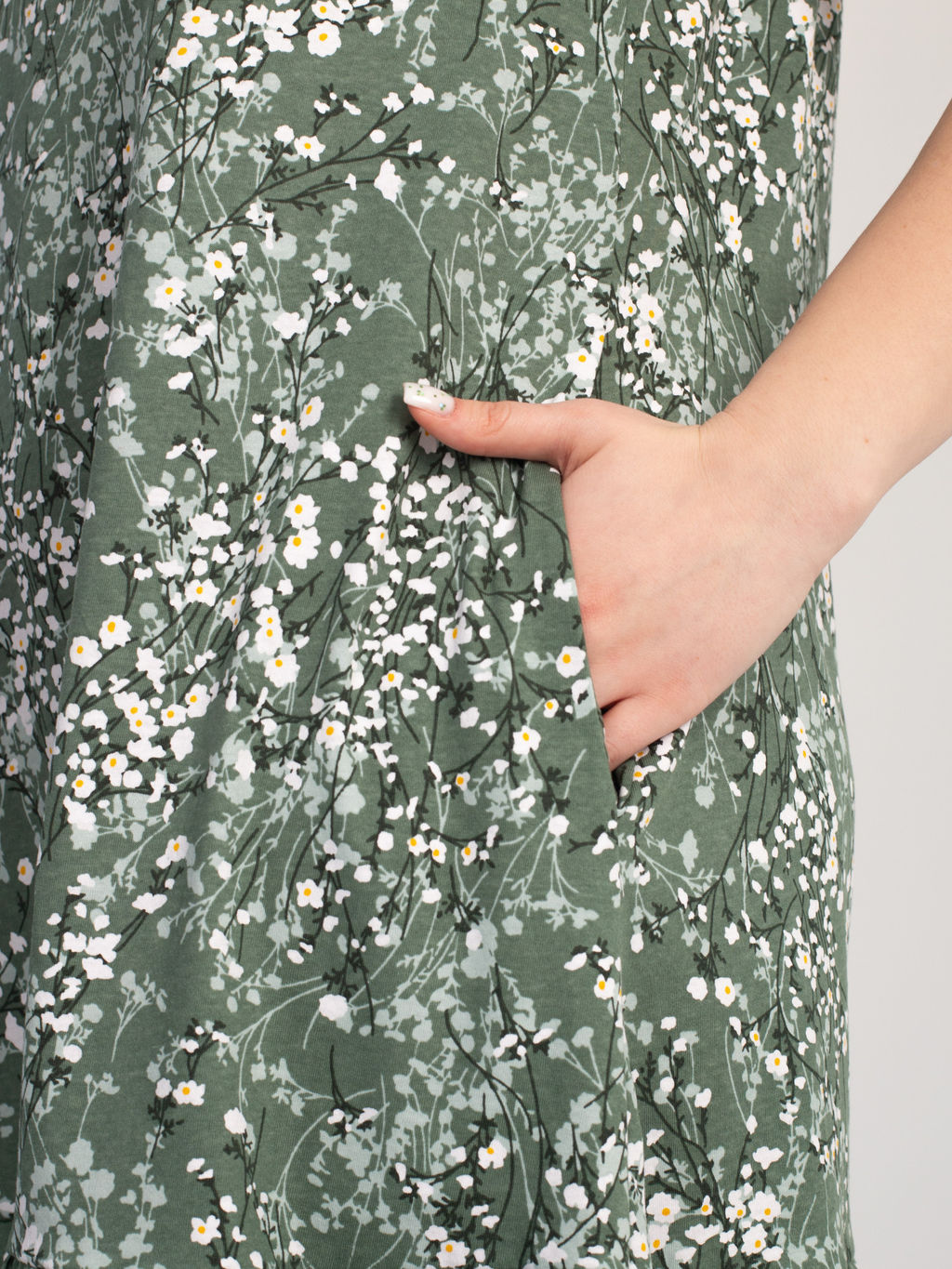 Платье женское кулирка "АГНИЯ" РОМАШКА ЗЕЛЕНЫЙ