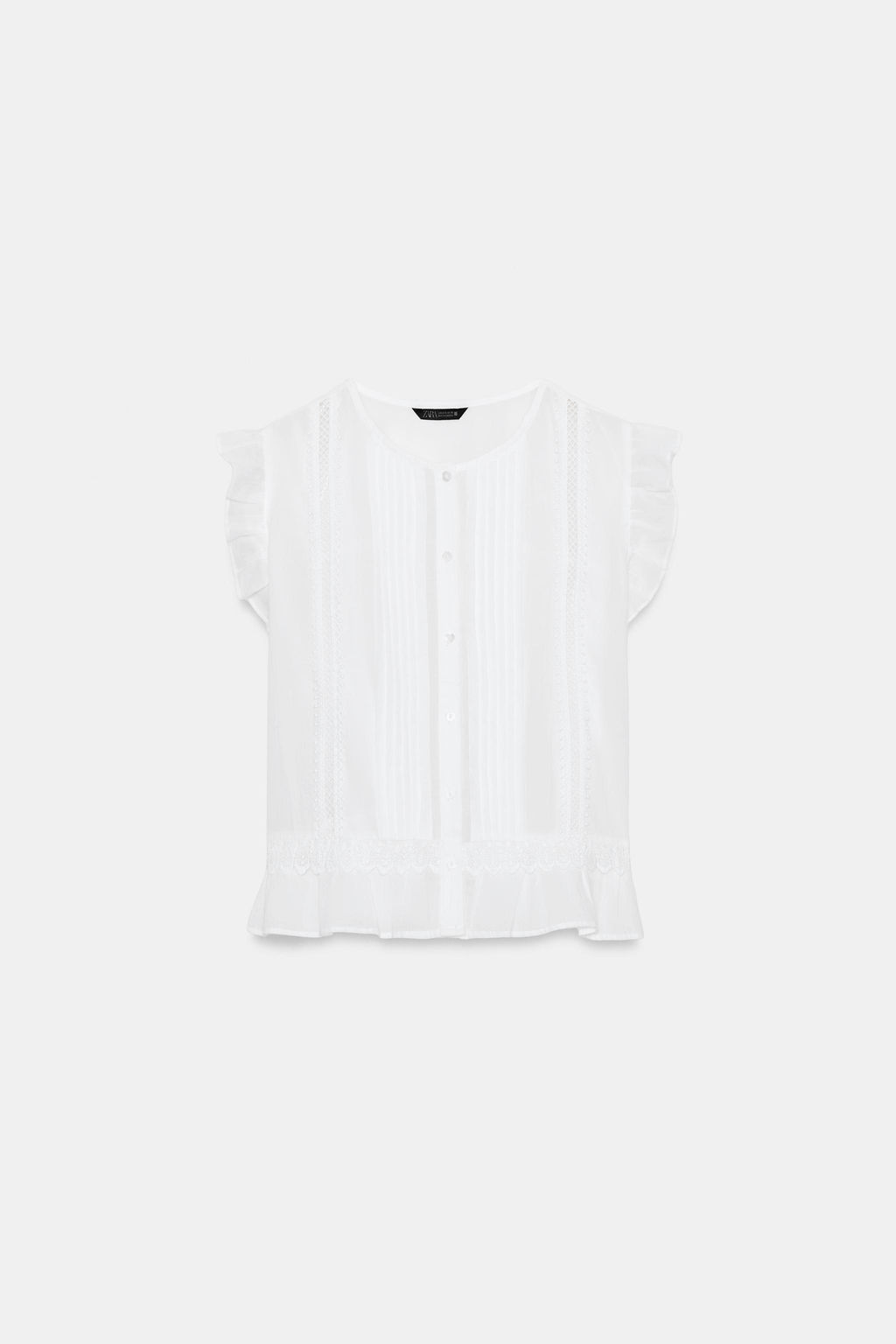 BLUSA ENTREDOSES VOLANTES / Blanco - Zara фото 6