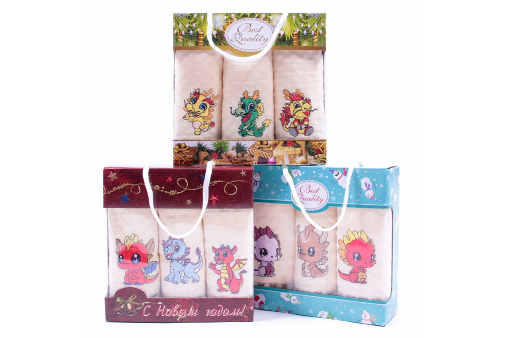 Набор полотенец хлопок Мультяшный Динозаврик 5811202 (5802202) МР+МР+МР