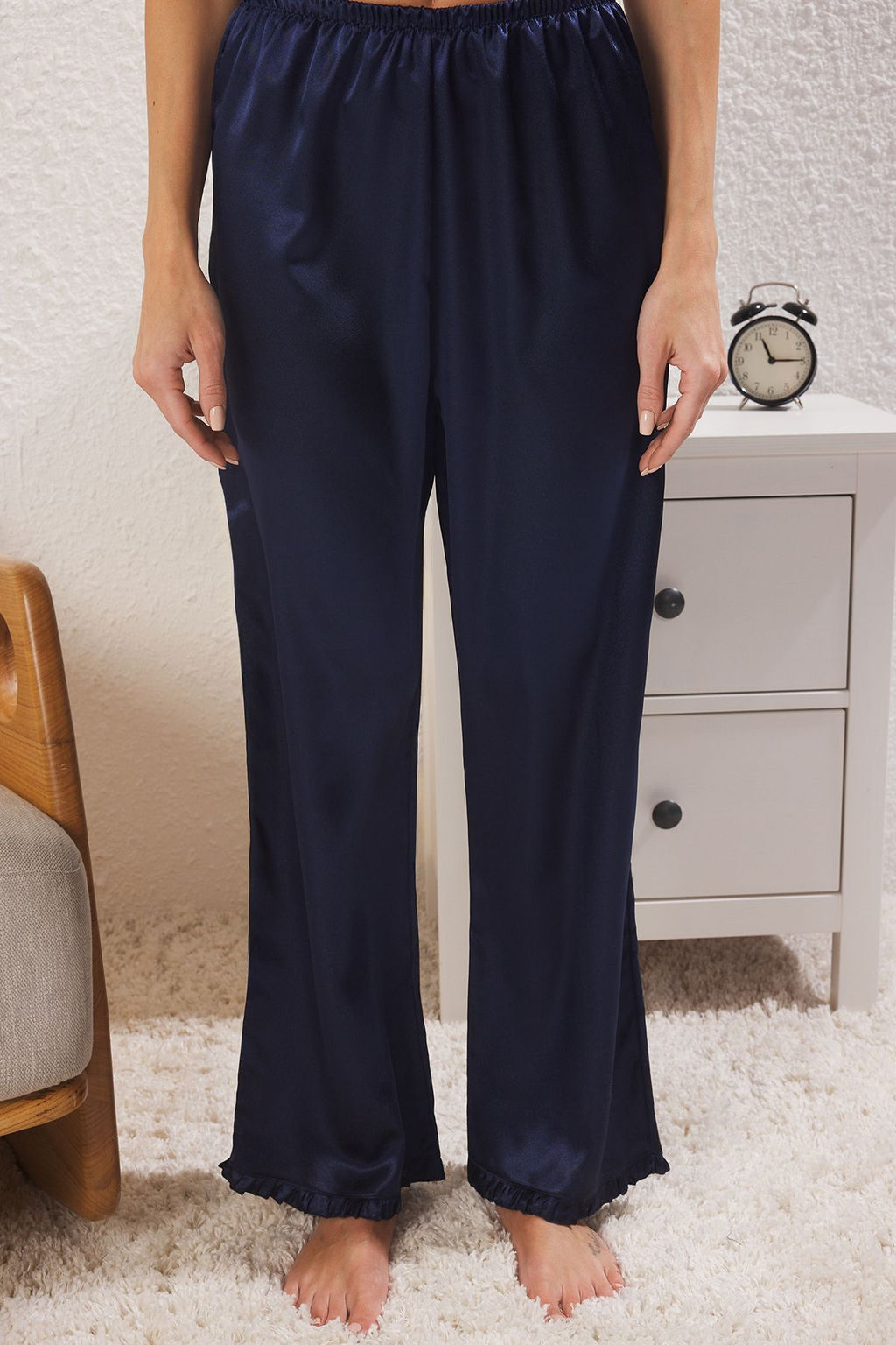 Trendyolmilla Pembe F?rf?rl? Ip Ask?l? Saten Dokuma Pijama Tak?m? THMSS25PT00107  фото 3