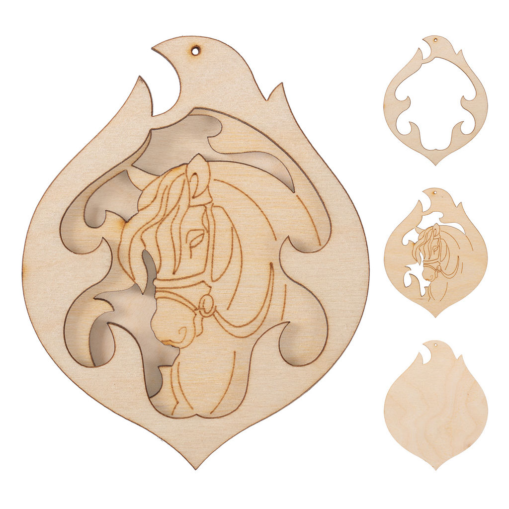 Заготовка для декорирования Mr. Carving ВД-1265 Подвеска Лошадь 3D фанера 8 x 10 x 0.3 см