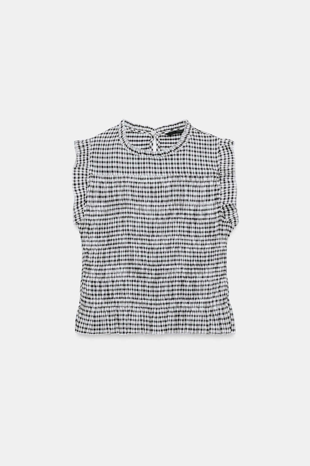 TOP NIDO DE ABEJA CUADRO VICHY / Marr?n / Crudo - Zara фото 4