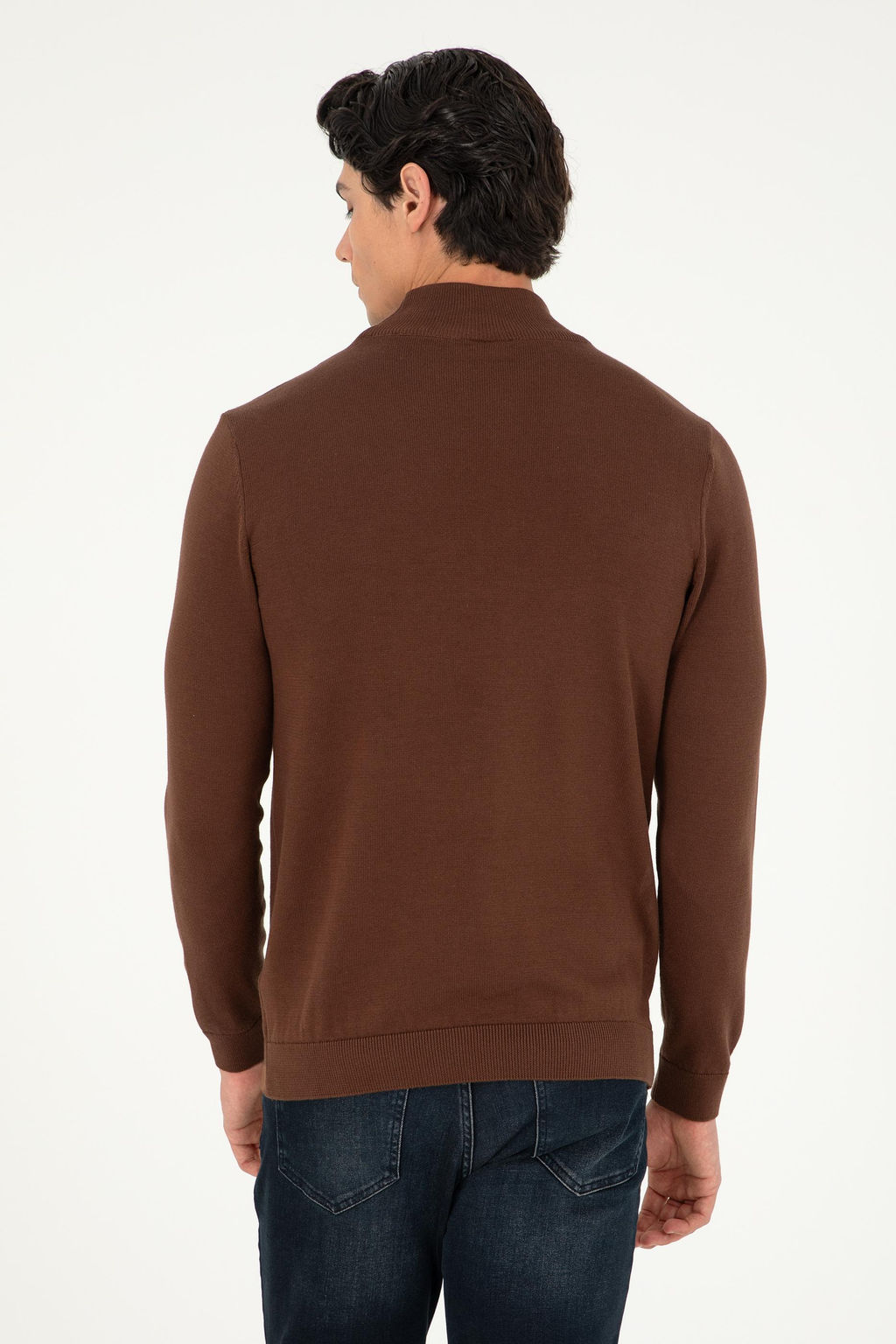 Мужской коричневый базовый свитер - U.s. polo assn фото 5