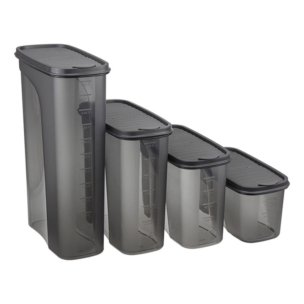 Банка для сыпучих продуктов пластмассовая Бест 2л, 9,5х19х19см, графитовый (Россия) - Домашняя мода фото 7