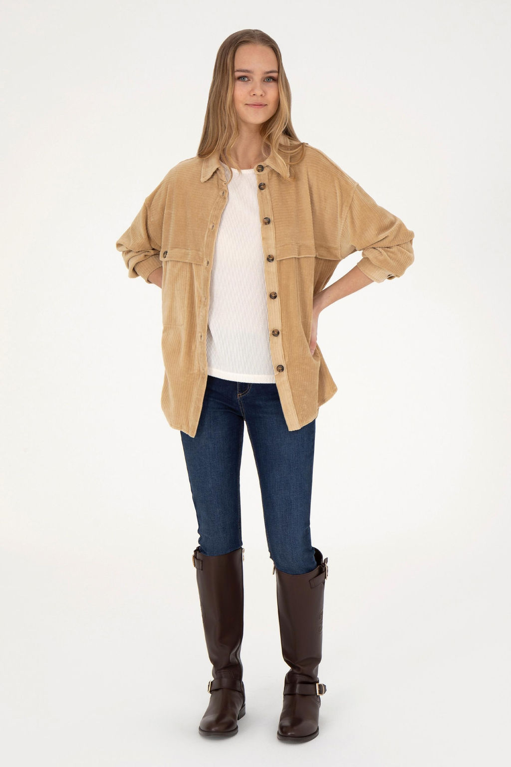 Женская трикотажная рубашка песочного цвета - U.s. polo assn фото 11