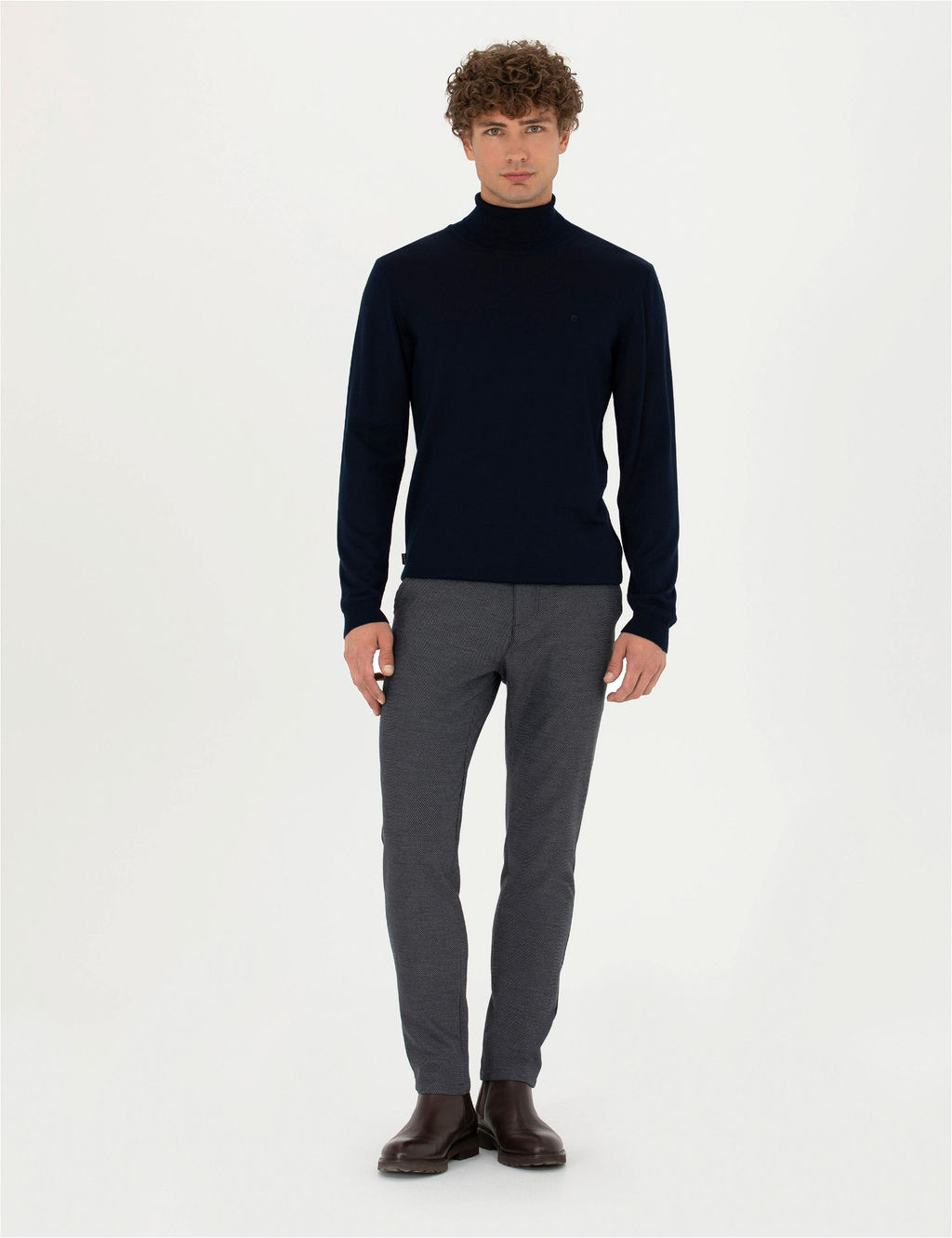 Lacivert Slim Fit Kanvas Pantolon
