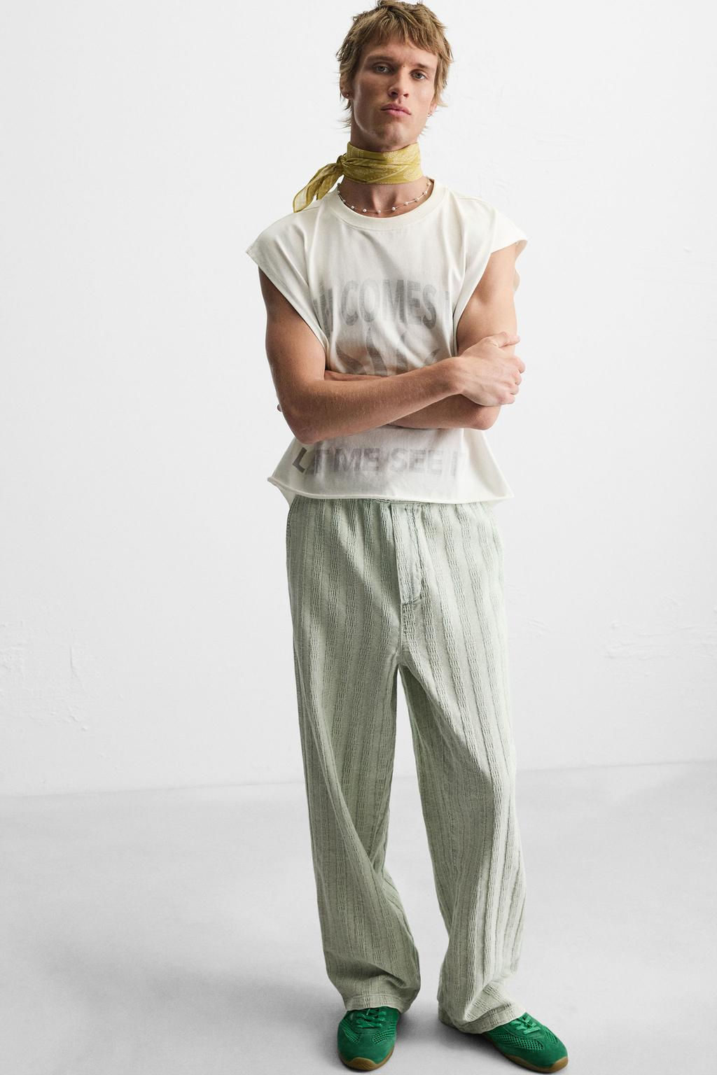 RELAXED FIT JACQUARD TROUSERS - Zara фото 35