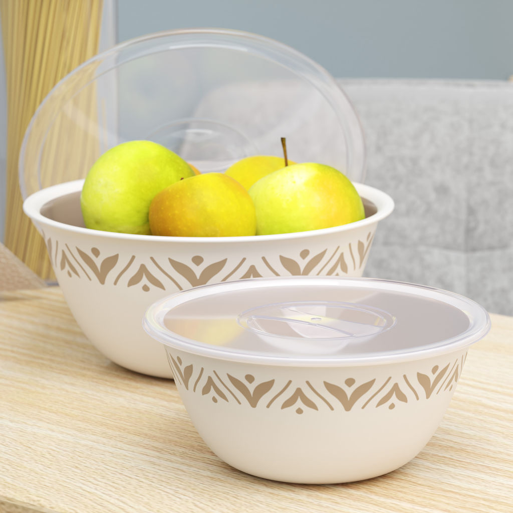 Цена за 2 шт. Чаша "Эстетика" 1,7л (с крышкой) (бело-бежевый) М8738