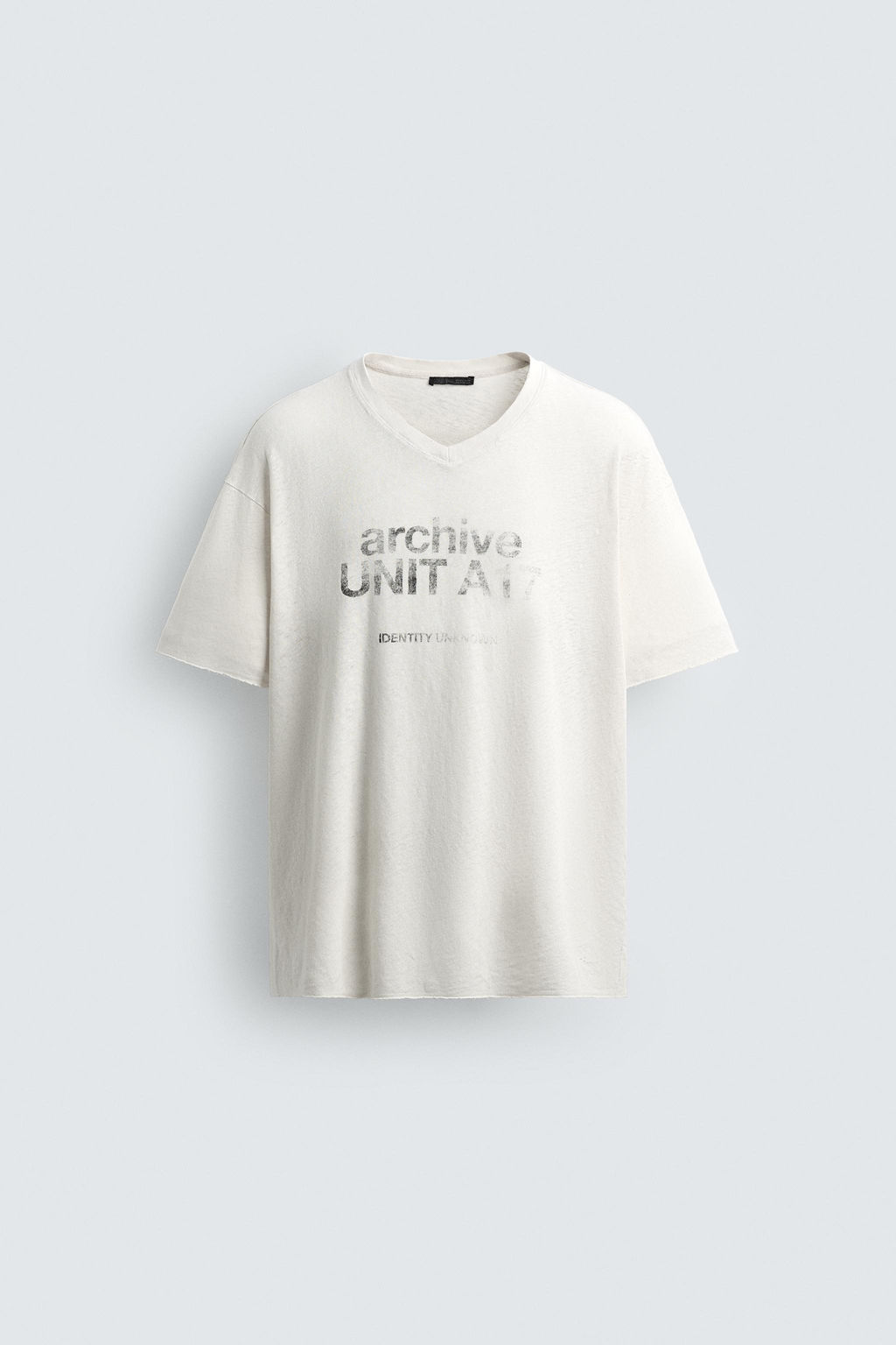 CAMISETA LAVADA ALGOD?N - LINO TEXTO / Blanco