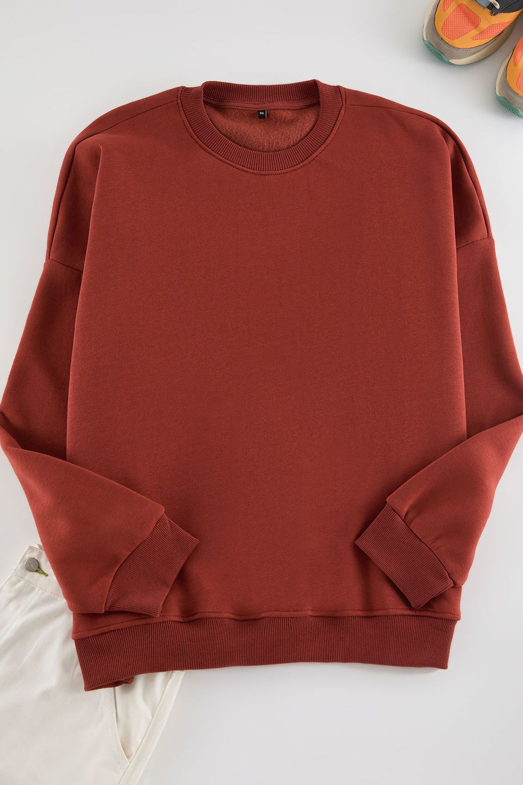 TRENDYOL MAN Buyuk Beden Ekru Oversize/Genis Kesim Ici Polarl? Basic Rahat Pamuklu Sweatshirt TMNAW25AO00027 - Trendyolmilla фото 6