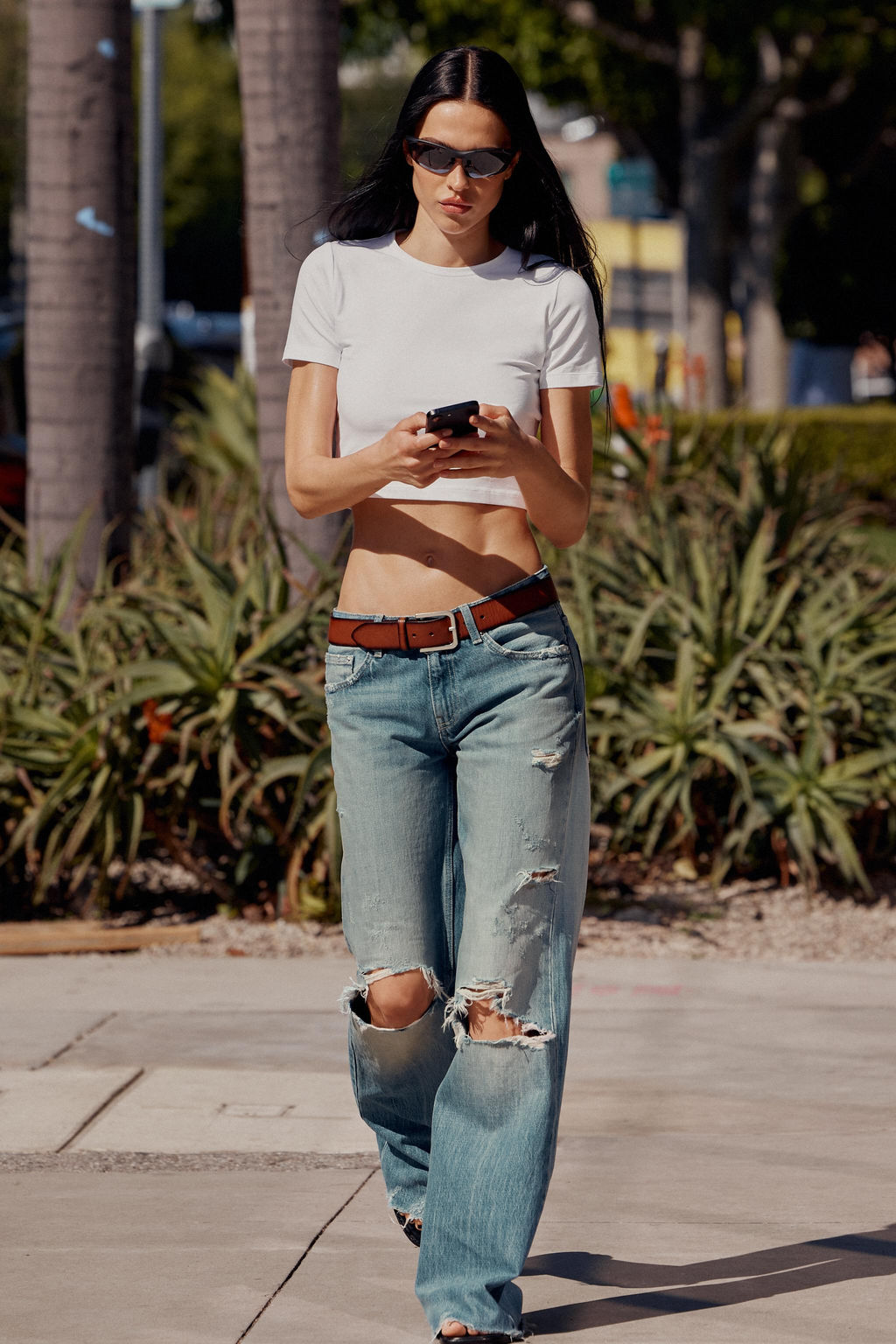 JEANS TRF FLARE ROTOS TIRO MEDIO / Azul - Zara фото 9