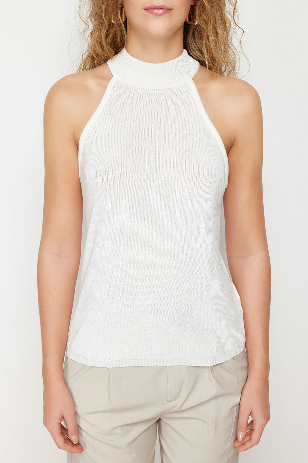 Antrasit Halter Yaka Basic Triko Bluz TWOSS24BZ00150 - Trendyolmilla фото 20