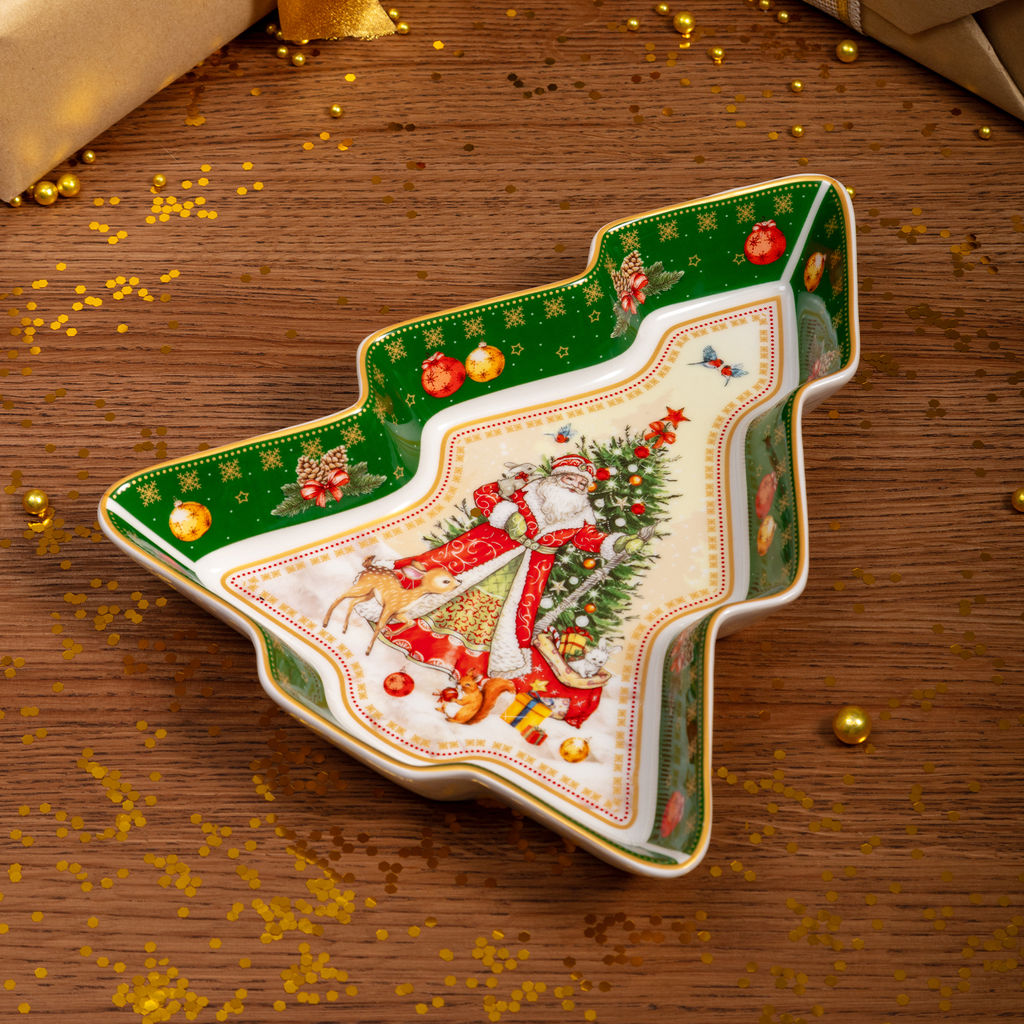 БЛЮДО-ЕЛКА LEFARD ДЕД МОРОЗ 25*21*4 СМ ЗЕЛЕНОЕ  фото 2