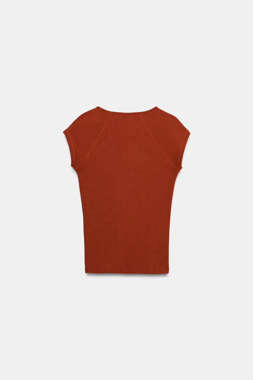 CAMISETA ESCOTE PICO / Rojo / Naranja - Zara фото 6