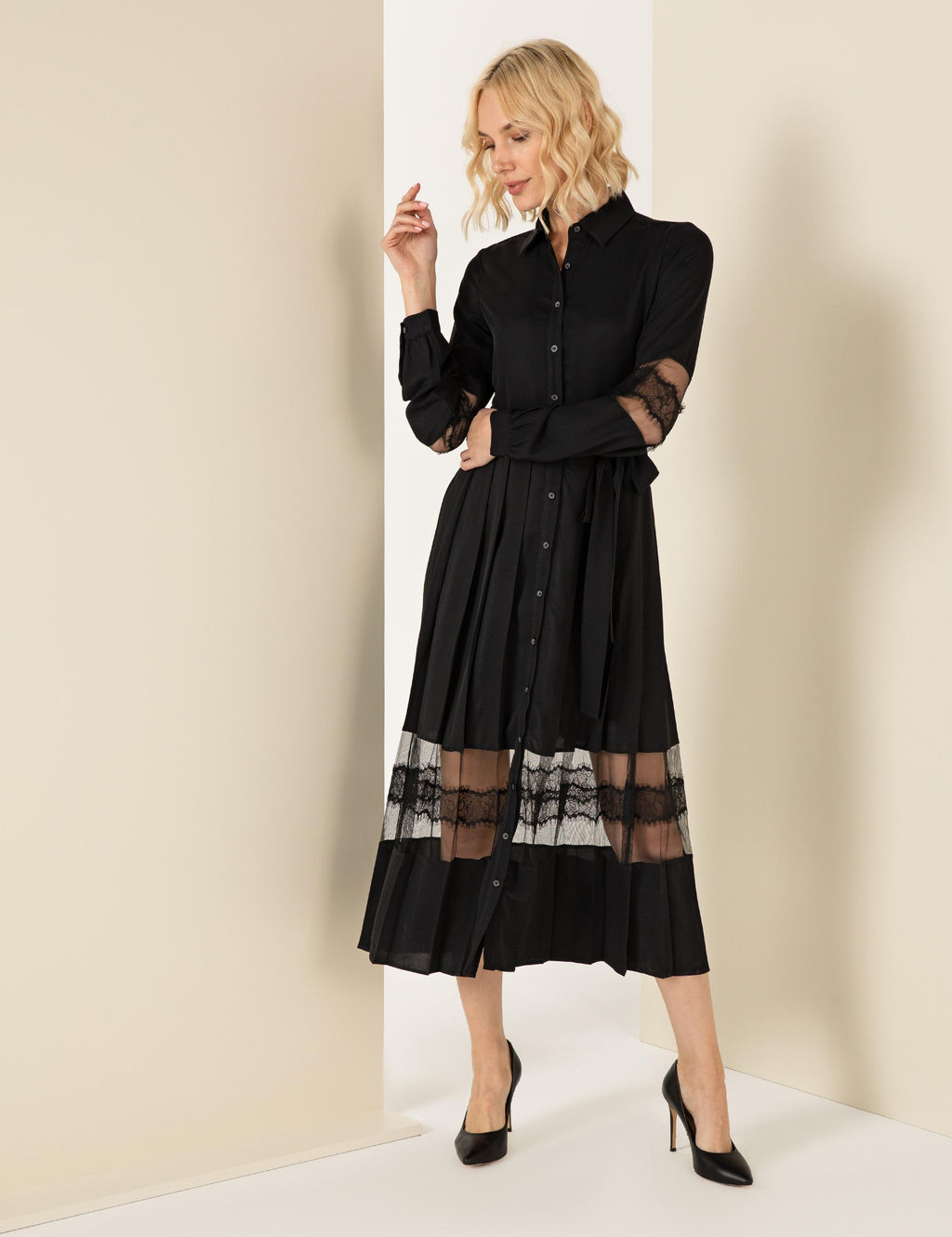 Siyah Uzunkollu Elbise - Pierre cardin фото 3