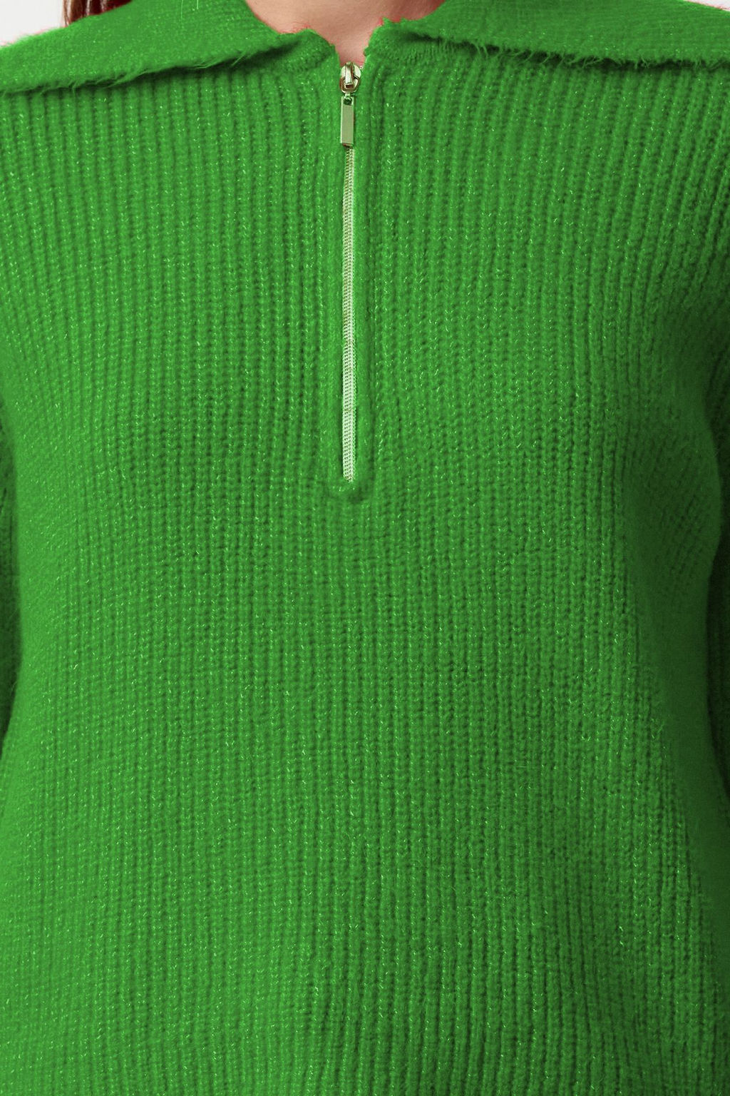 Ekru Yunlu Genis Kal?p Polo Yaka Fermuarl? Triko Kazak TWOAW25KZ00011 - Trendyolmilla фото 14