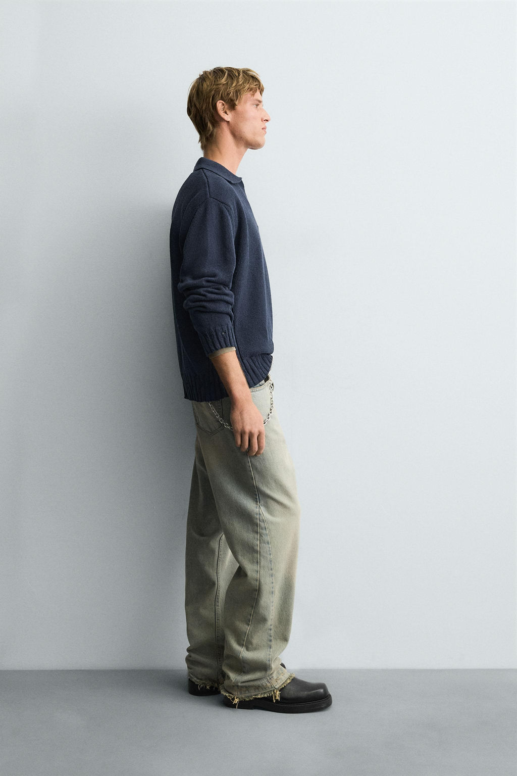 DISTRESSED KNIT POLO SHIRT - Zara фото 4