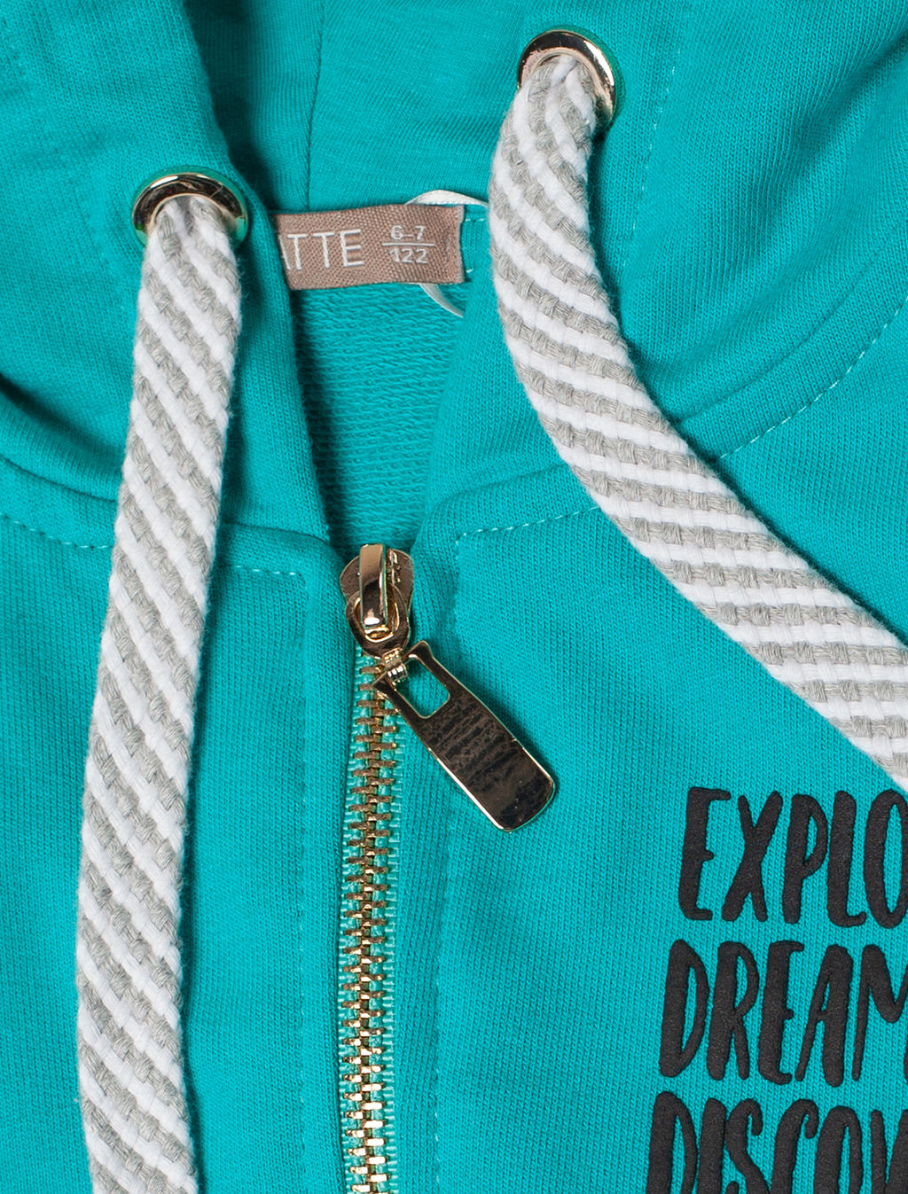 VILATTE / Худи на молнии из премиального футера с золотистой фурнитурой для девочки  фото 3
