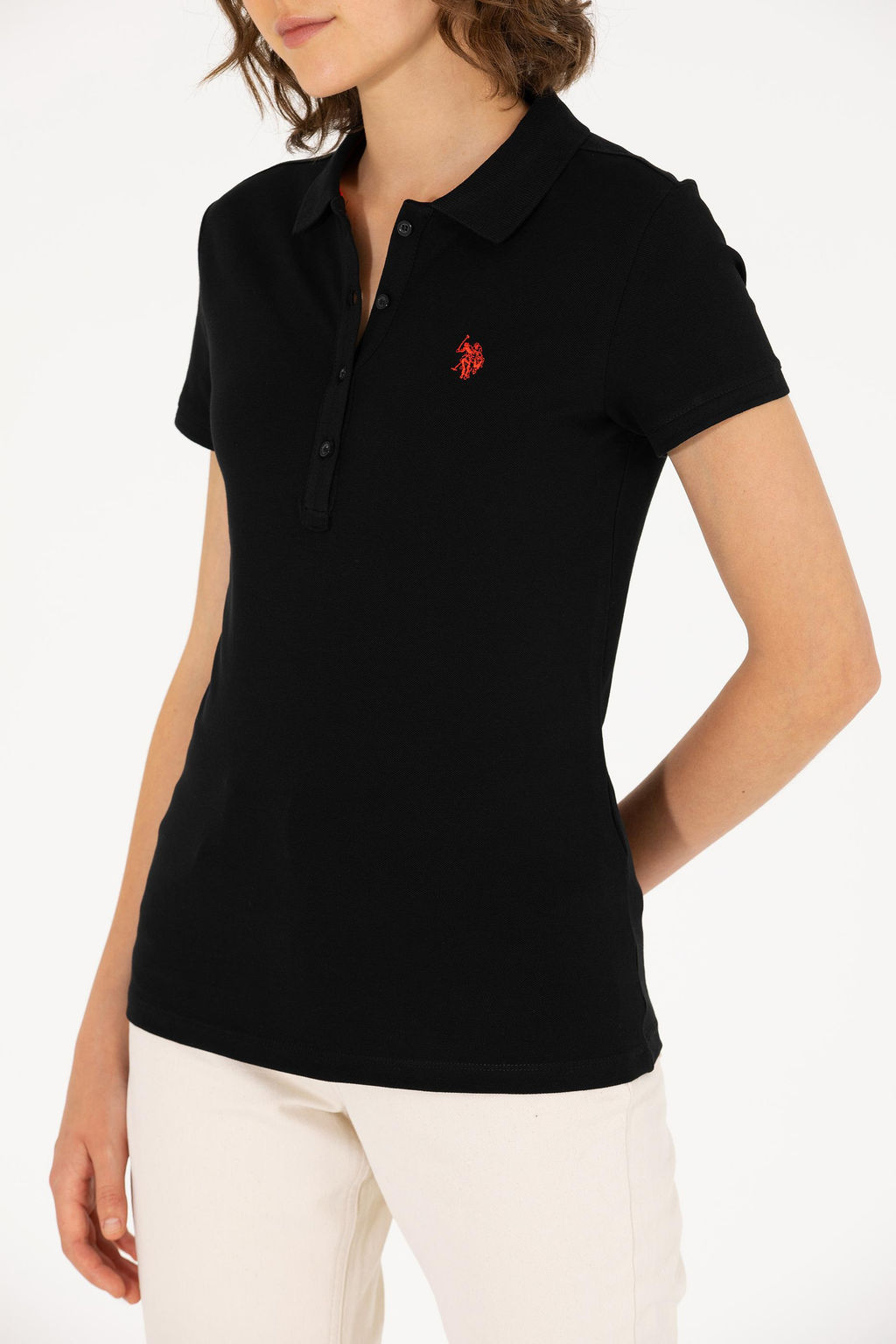 U. S. Polo Assn Женская черная базовая футболка с воротником-поло - U.s. polo assn фото 13