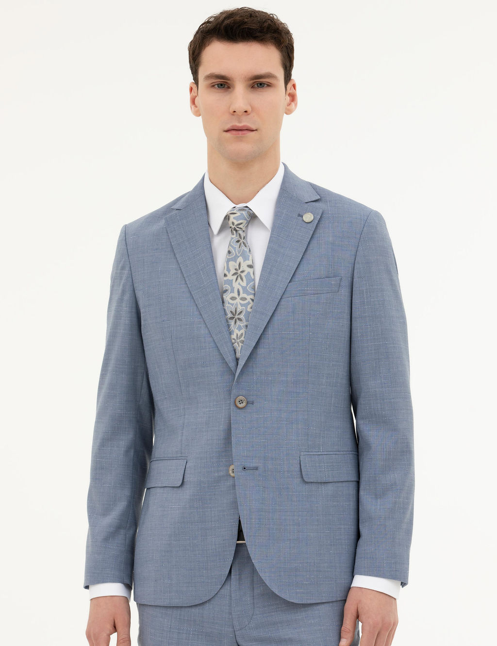 A__k Mavi Slim Fit Y_n Tak_m Elbise