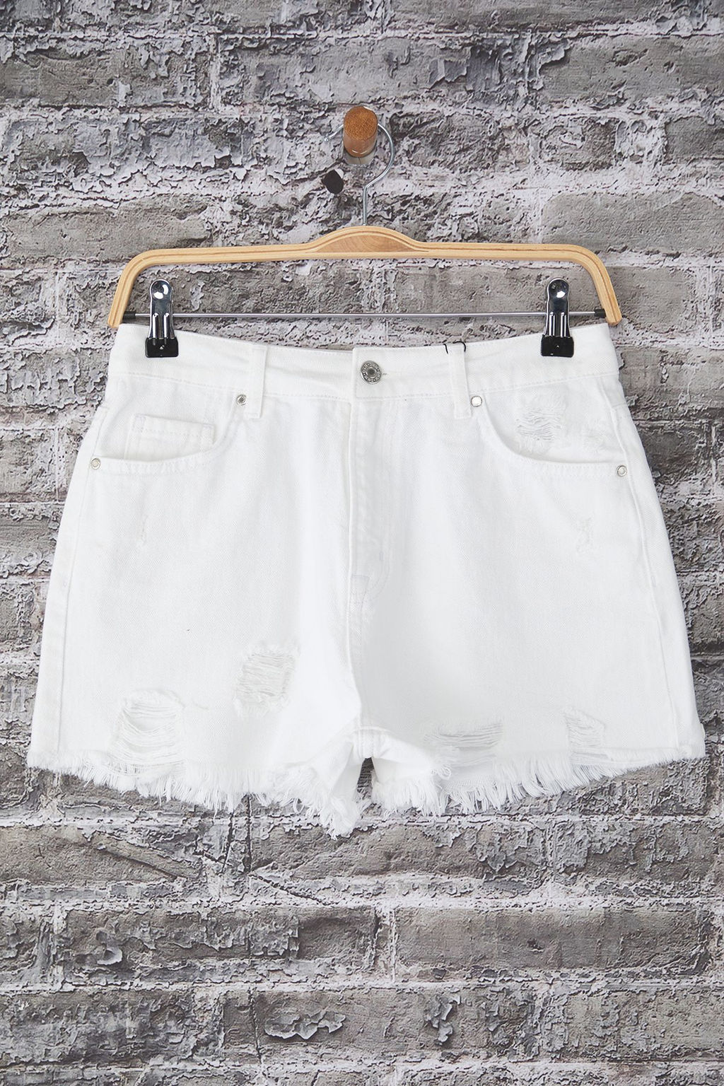 Trendyolmilla Beyaz Y?rt?k Detayl? Yuksek Bel Mini Denim Sort TWOSS25SR00168  фото 9