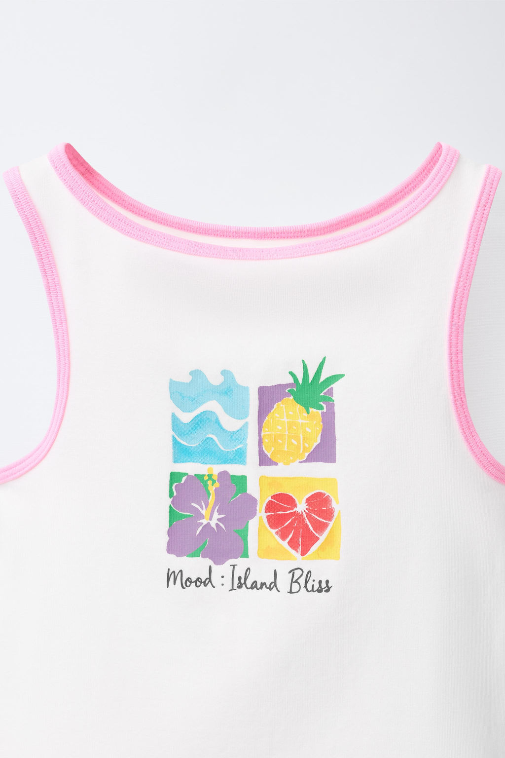 CAMISETA MANGA SISA ESTAMPADO / Rosa / Blanco