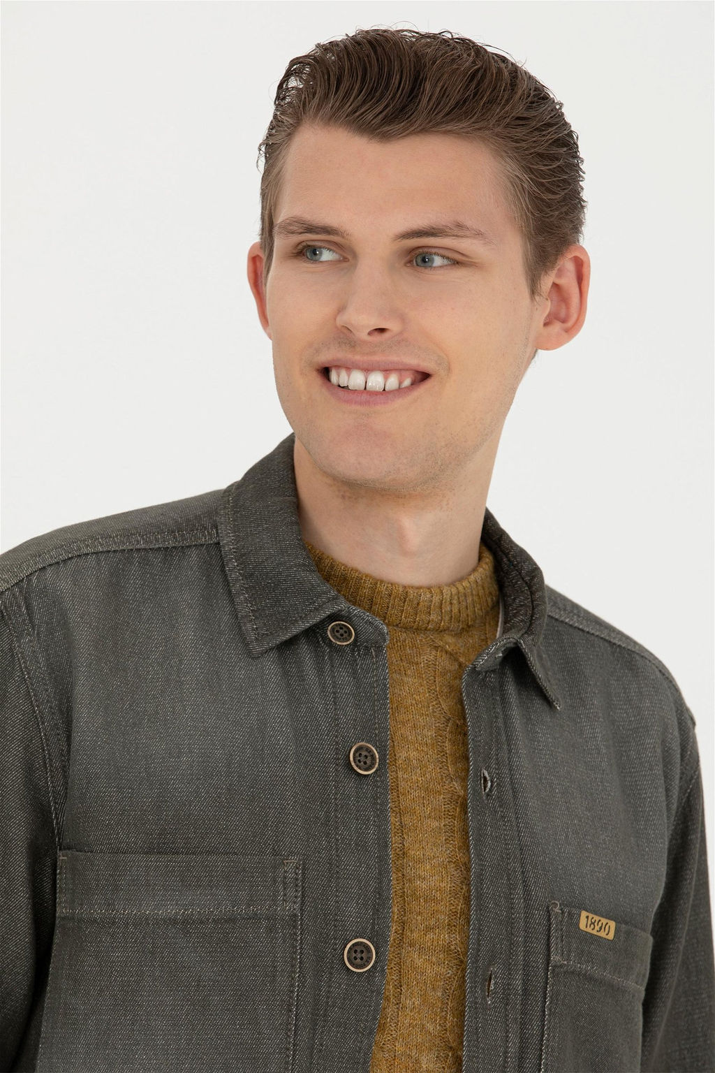 Мужская джинсовая рубашка цвета хаки - U.s. polo assn фото 2