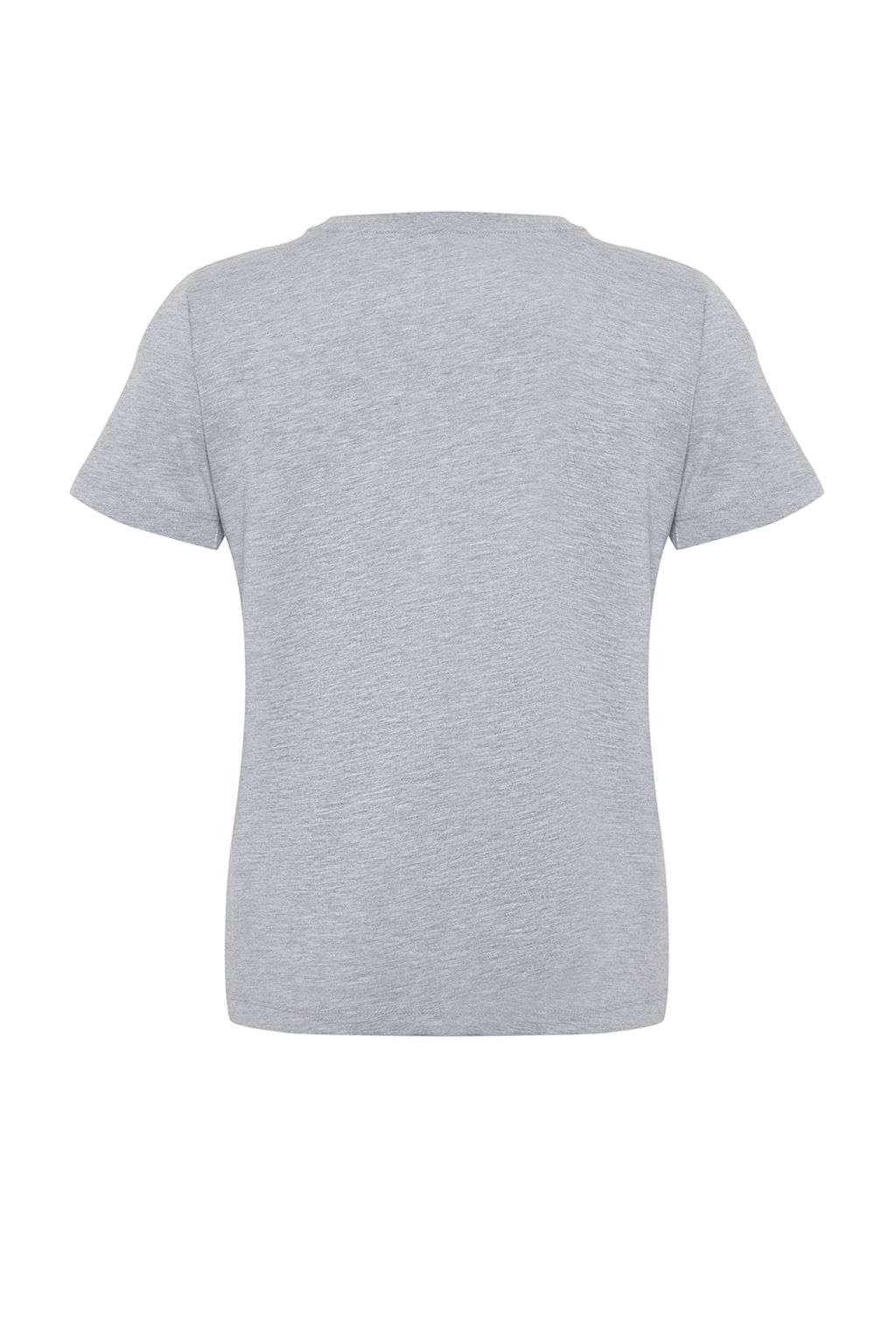 Gri Melanj Nak?sl? Regular/Normal Kal?p Orme T-Shirt TWOSS24TS00160