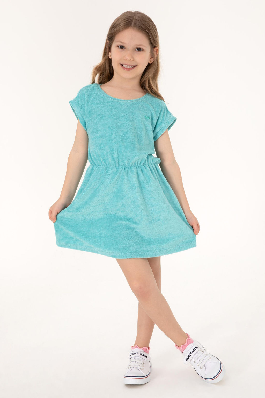 K_z _ocuk Mint Havlu Kuma_ _rme Elbise Sepette S_rpriz _ndirim - U.s. polo assn фото 2