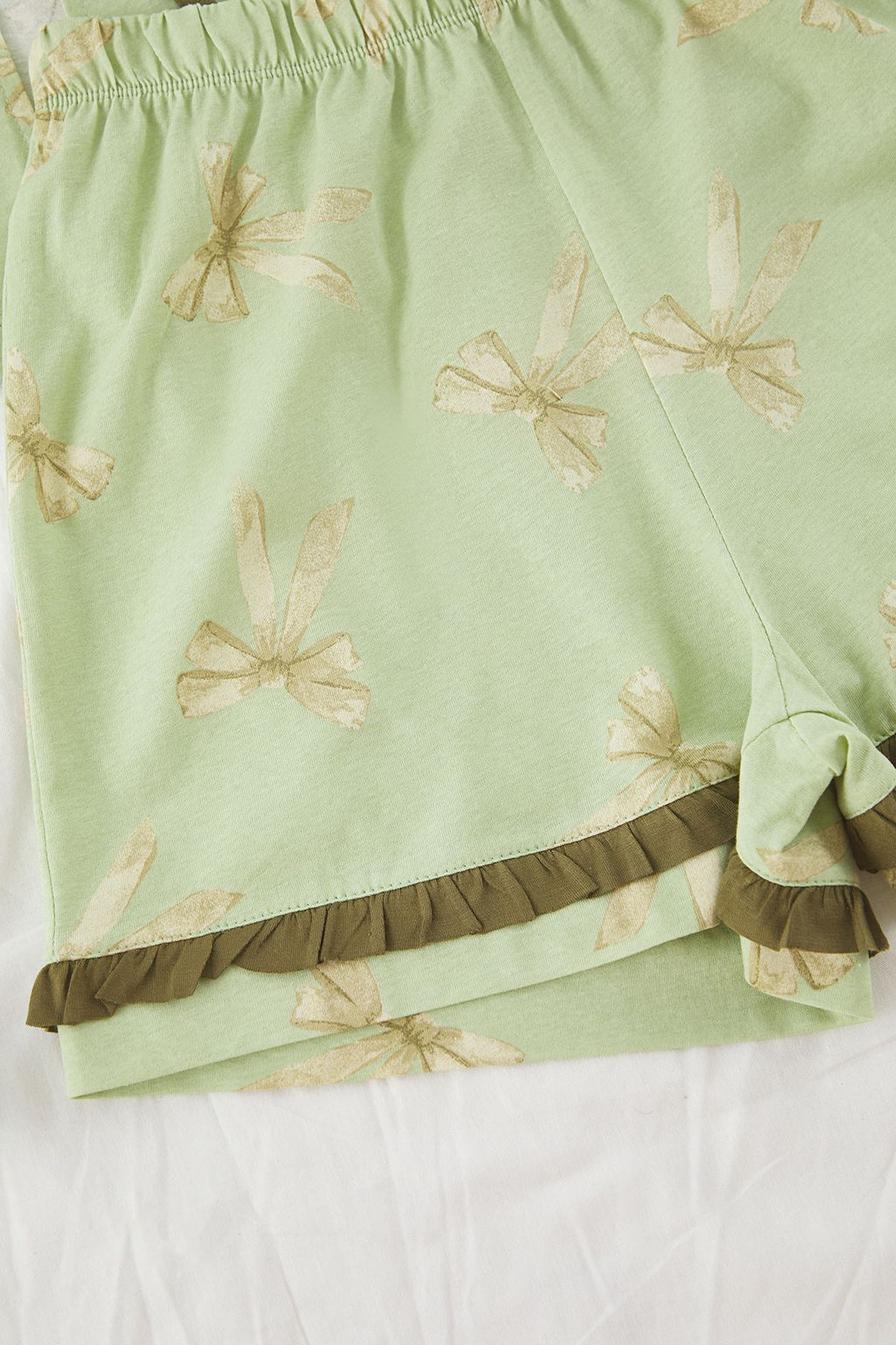 Trendyolmilla Pembe %100 Pamuklu Kurdele/Fiyonklu F?rf?rl? Sortlu Orme Pijama Tak?m? THMSS25PT00293 фото 6