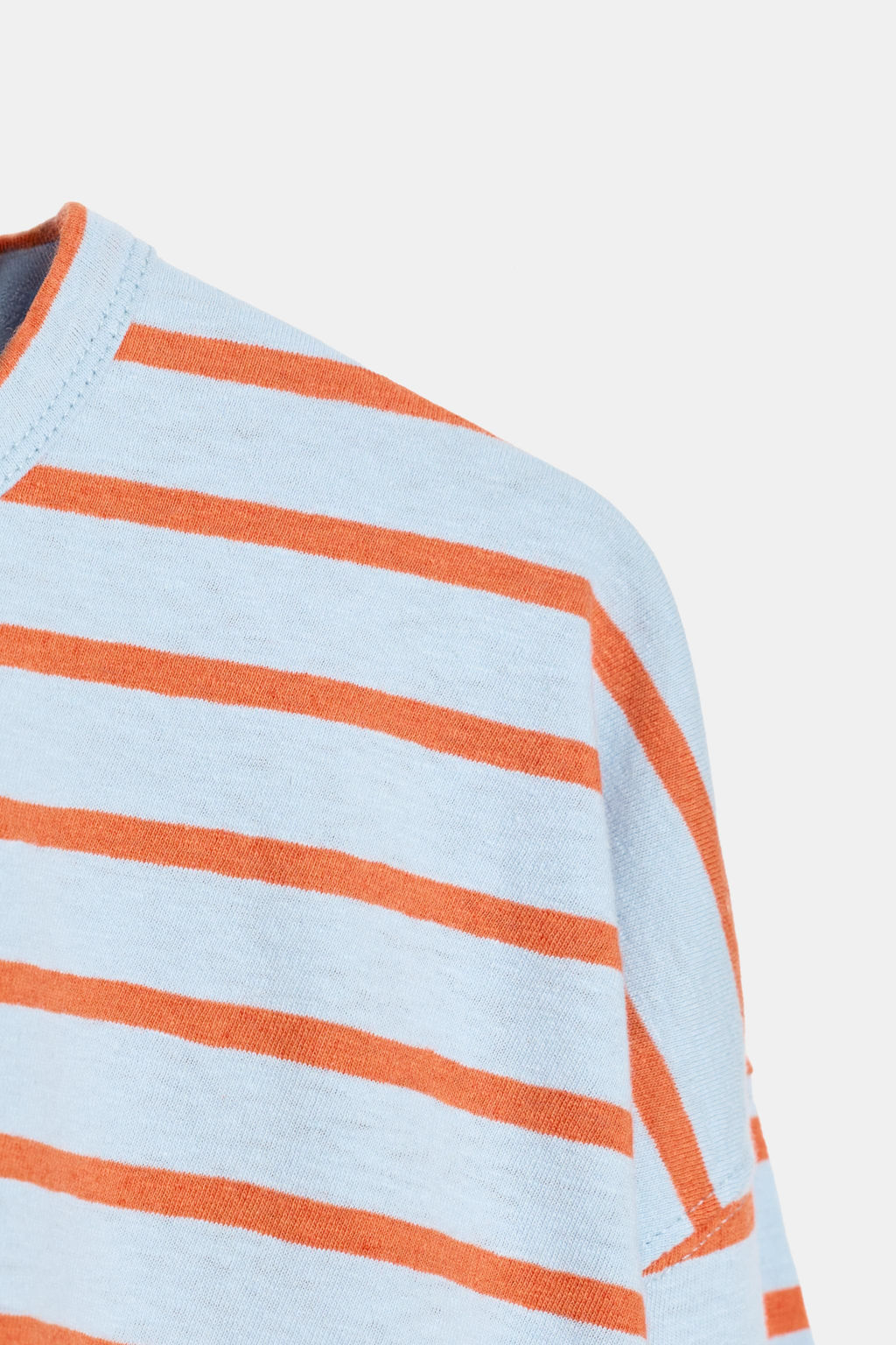 CAMISETA ALGOD?N Y LINO RAYAS / Azul pastel - Zara фото 7