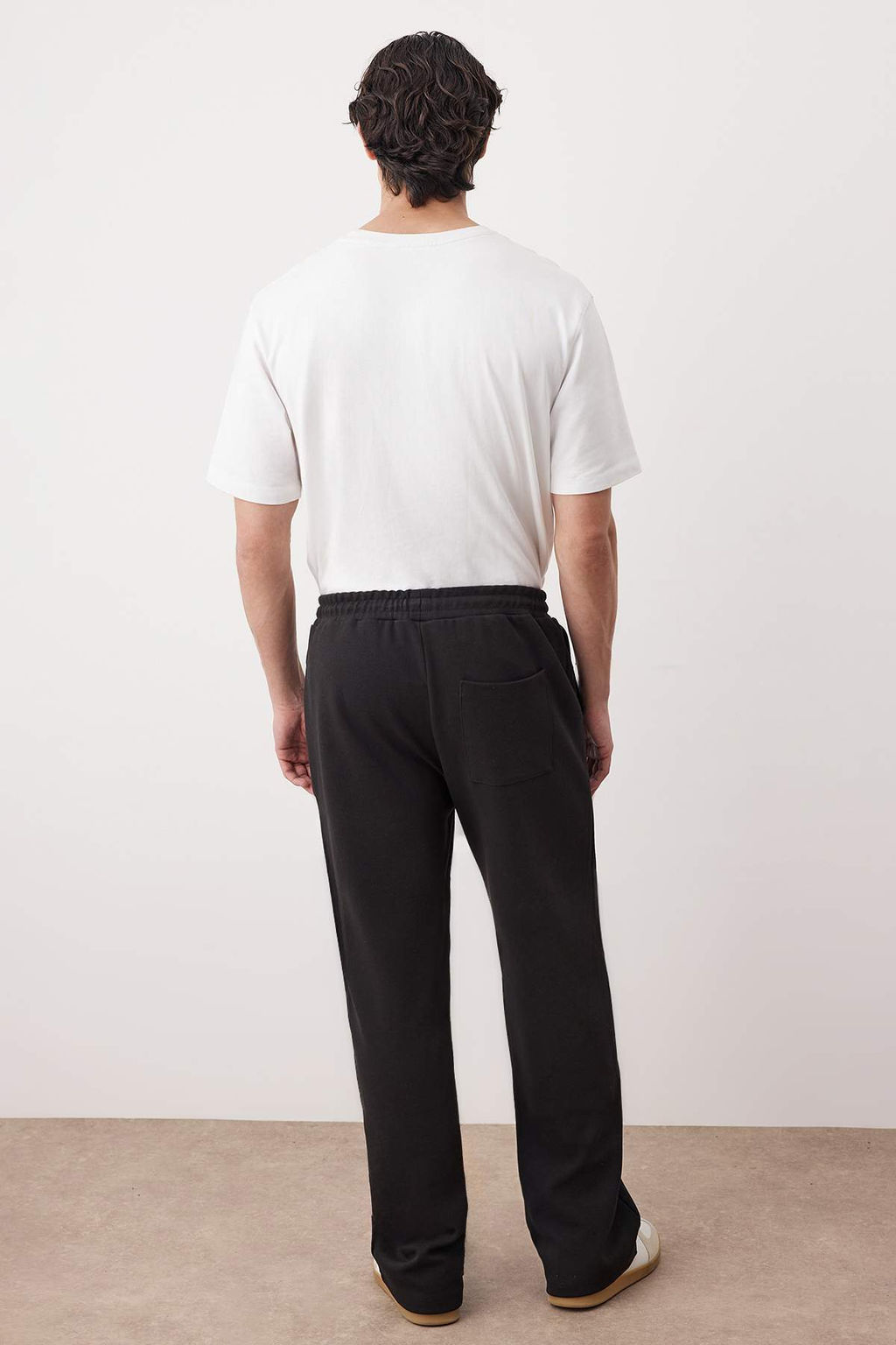 Siyah Straight Kal?p Genis Paca Interlok Rahat Pamuklu Pantolon TMNAW26PL00002 - Trendyolmilla фото 4