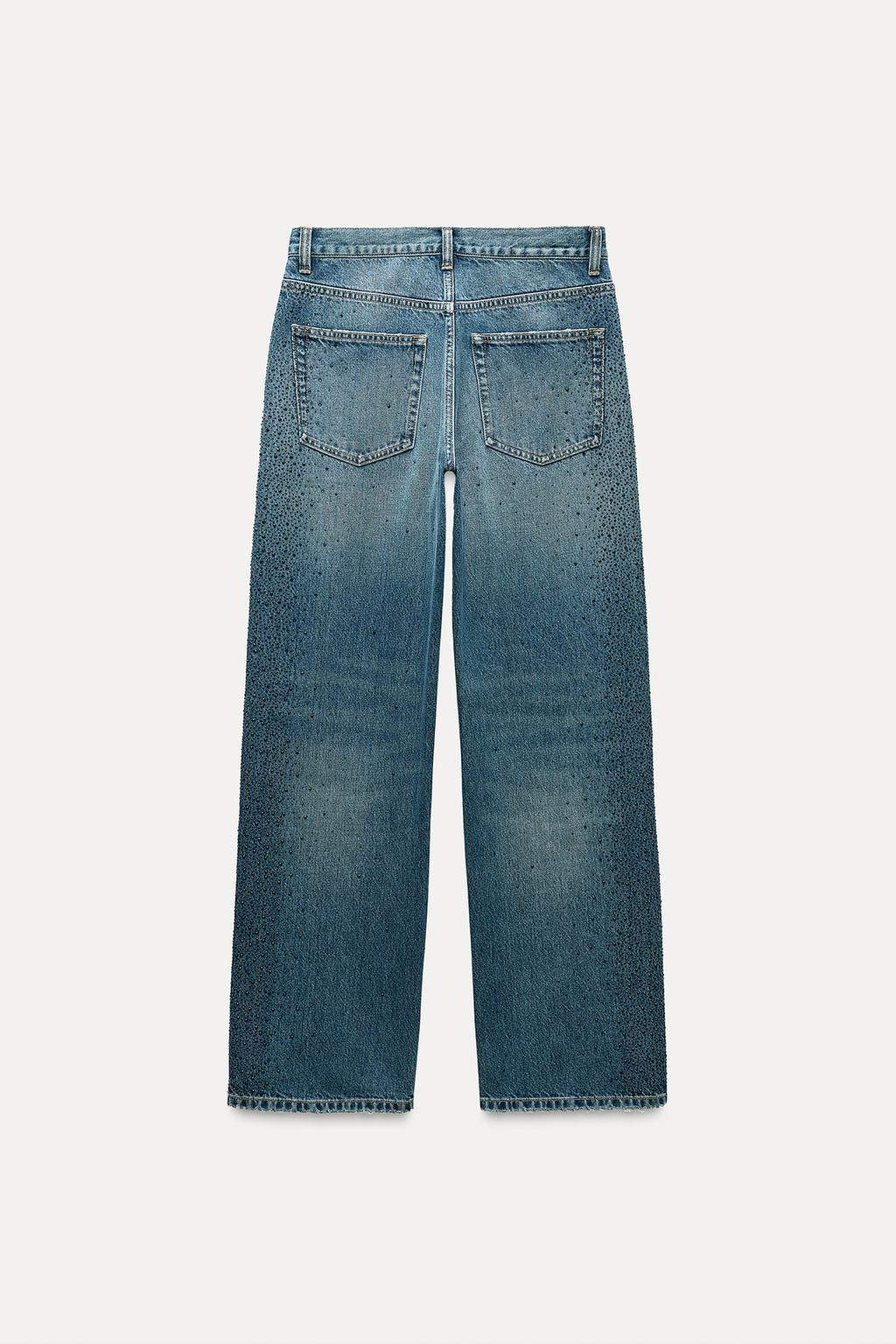RELAXED FIT TRF DIAMANTE MID-WAIST JEANS - Zara фото 7