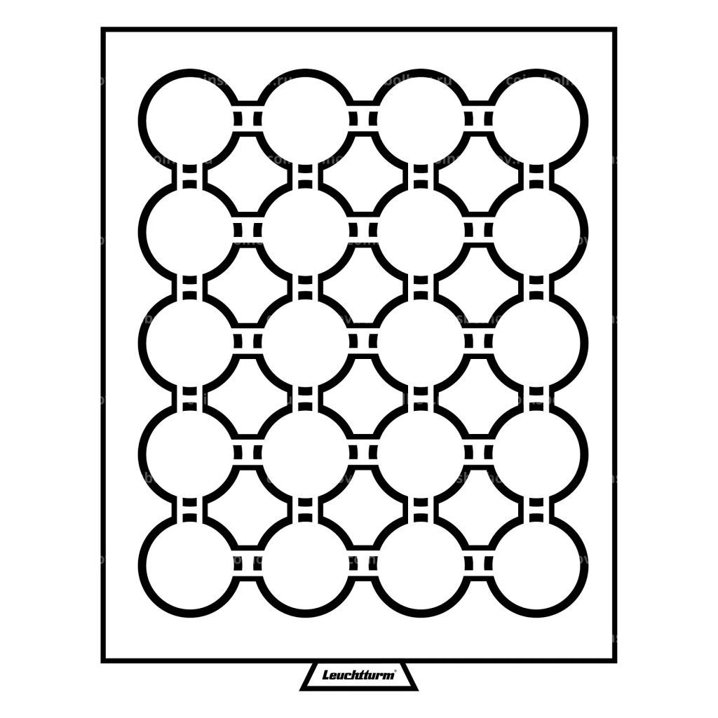 Кассета на 20 ячеек для хранения и презентации монет в капсулах диаметром до 39 мм MB (LEUCHTTURM 302859)